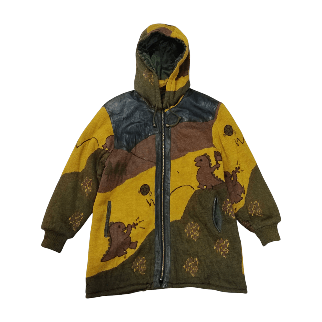 Japanese Brand Vintage Paper Plane Knit & Leather Hooded Parka Jacket Size US L / EU 52-54 / 3 - 2 Thumbnail