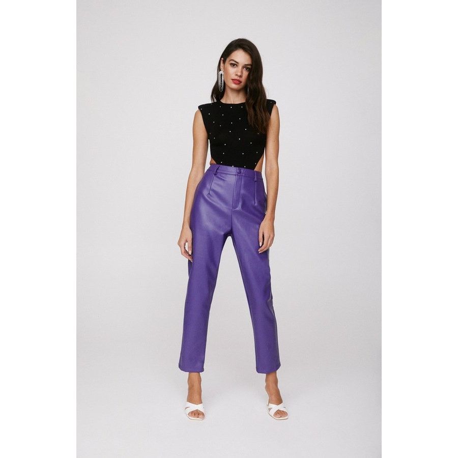 Nasty Gal Nasty Gal Faux High Waisted Purple Leather Pants sz2 Size 26" / US 2 / IT 38 - 1 Thumbnail
