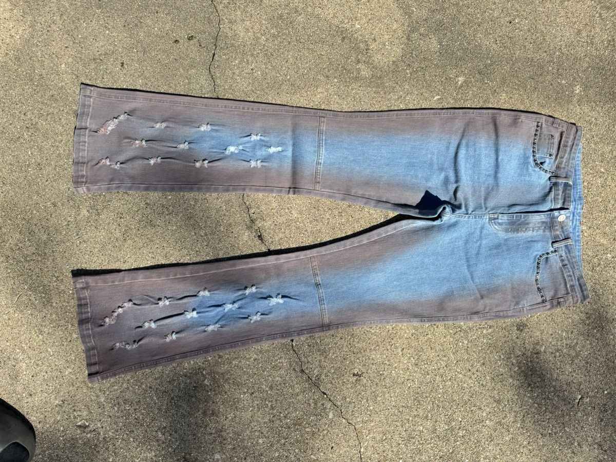 Hysteric Glamour Studded Grunge Flare Jeans Washed Size US 32 / EU 48 - 2 Thumbnail