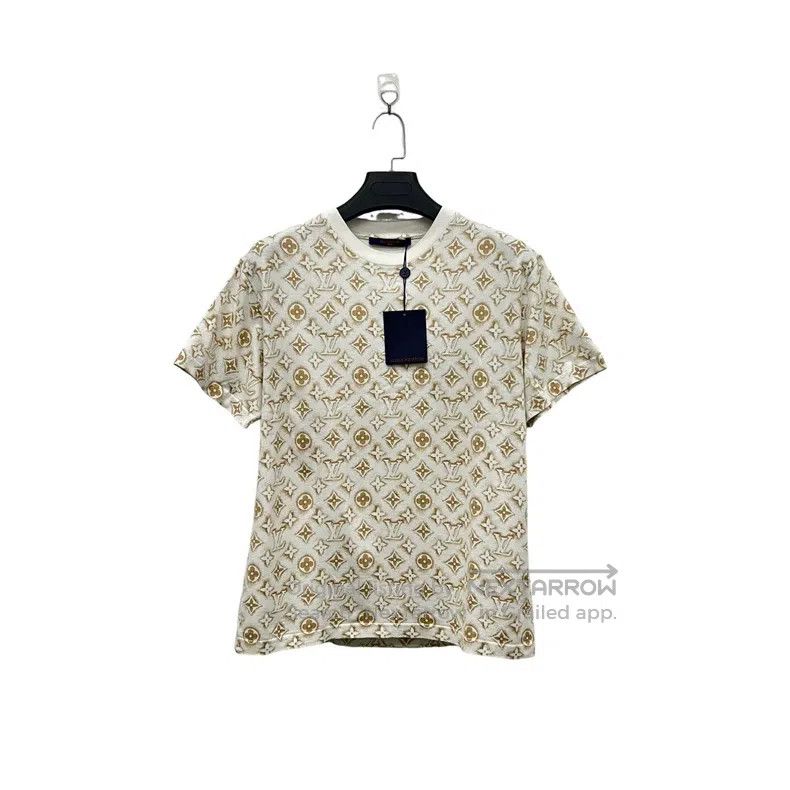 Louis Vuitton Louis Vuitton Beige full logo short sleeve Size US S / EU 44-46 / 1 - 1 Thumbnail