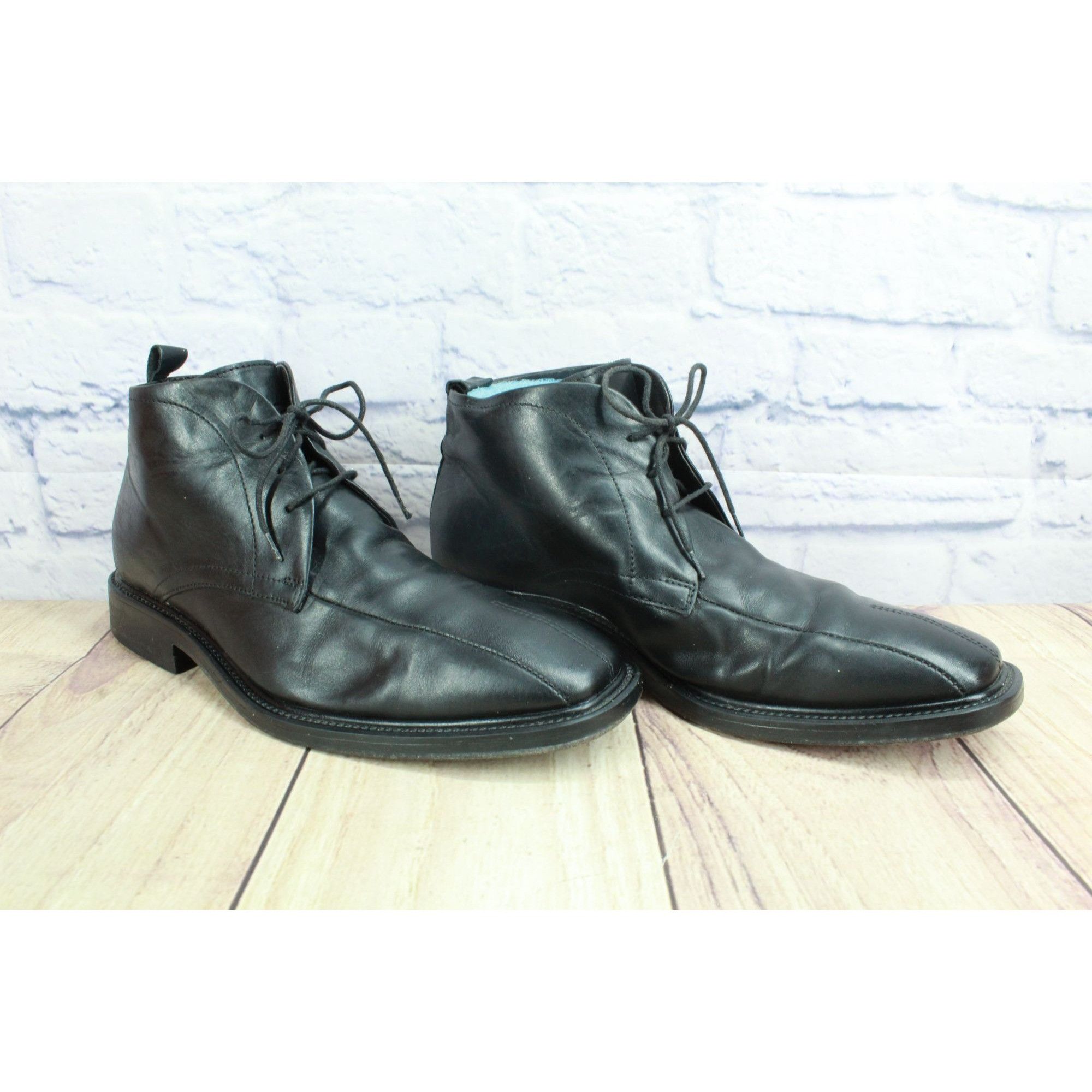 Other Men's Black Leather Lace Up Casual Oxford Chukka Bo Size US 7.5 / EU 40-41 - 3 Thumbnail