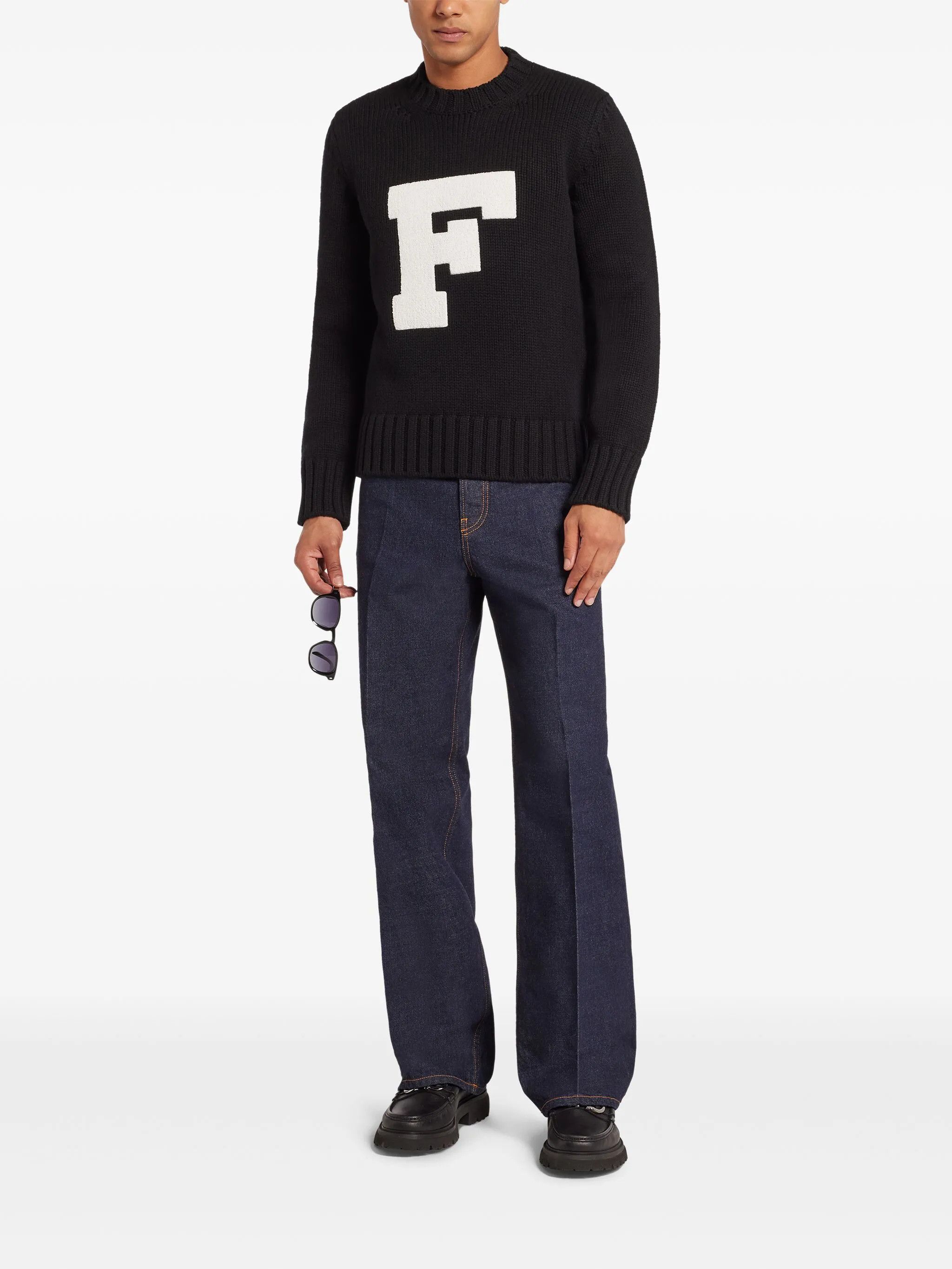 Salvatore Ferragamo o1s1rm0226 Crewneck Sweater in Black Size US XL / EU 56 / 4 - 2 Thumbnail