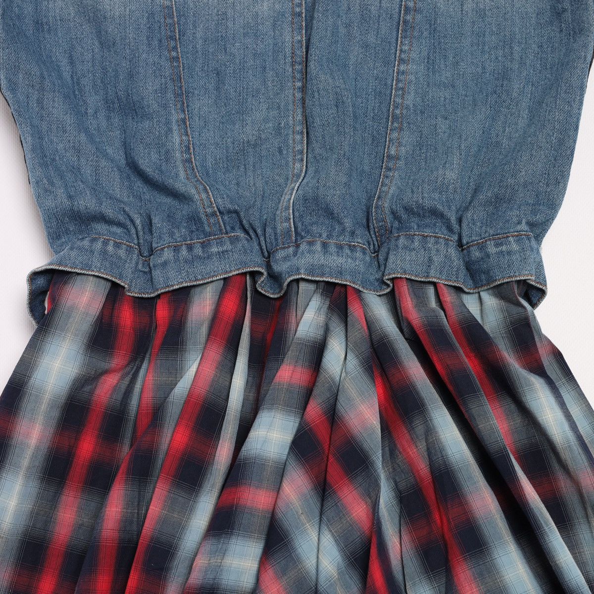 Alexander McQueen Alexander McQueen MCQ Denim Dress with Plaid Skirt Grunge Size S / US 4 / IT 40 - 22 Thumbnail