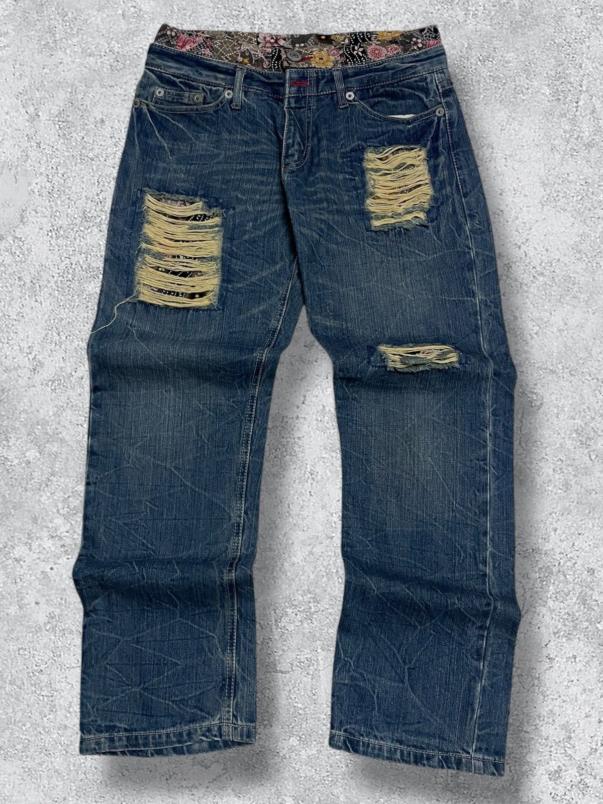 Japanese Brand Vintage Japan Designer 90’s Karakuri Trash Distressed Denim Size US 31 - 1 Thumbnail