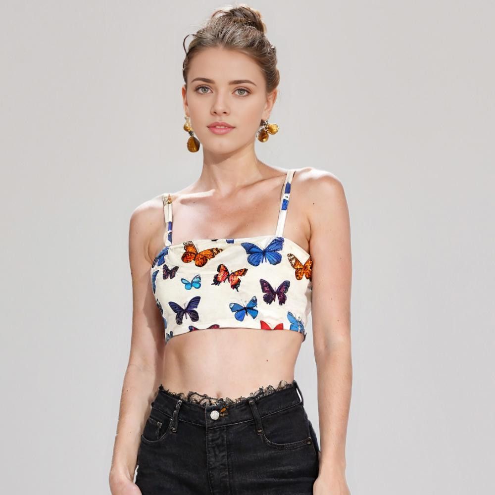Shein SHEIN Butterfly Print Crop Top Size S / US 4 / IT 40 - 1 Thumbnail