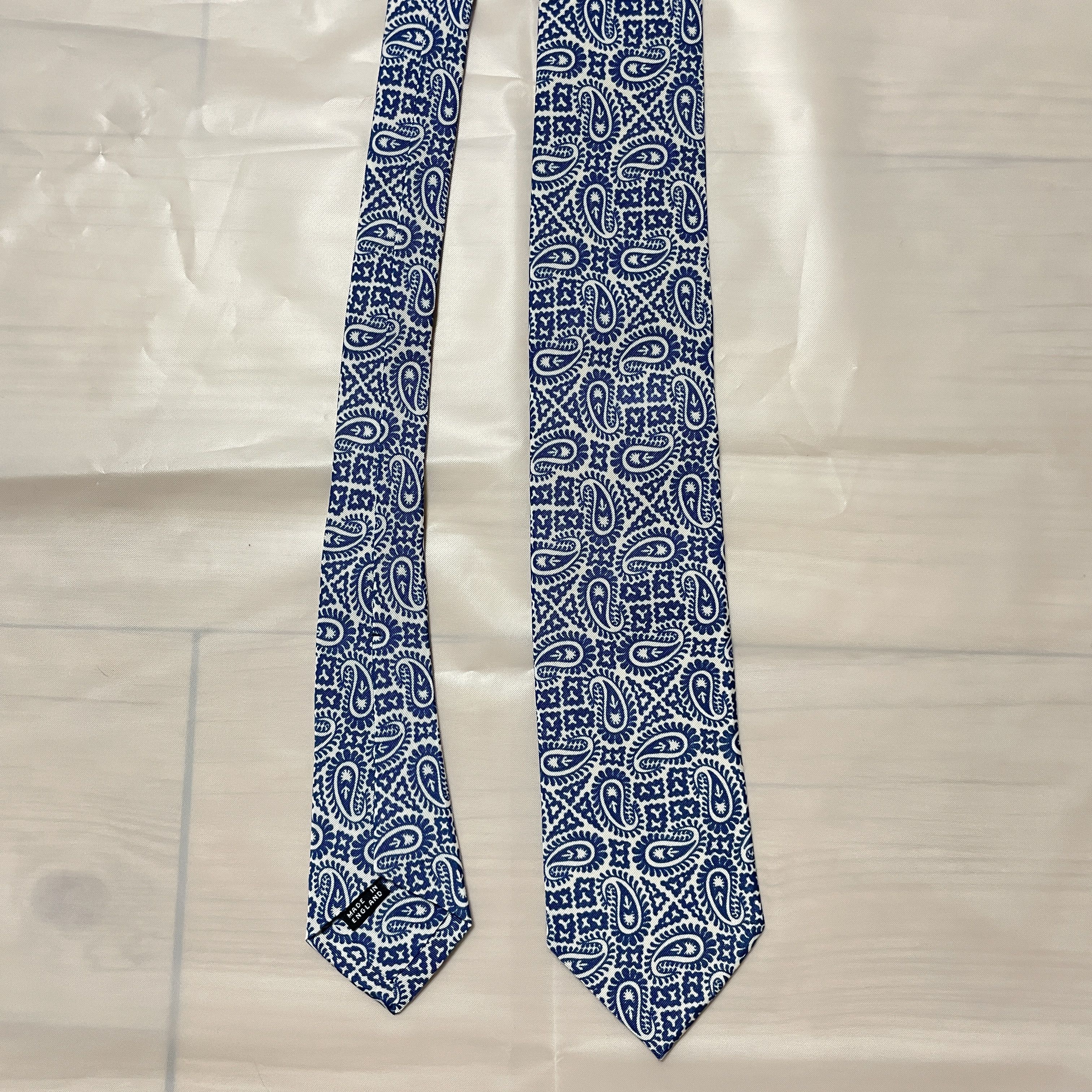 Drake's Drake's Silk mixture Tie blue with paisley pattern Size ONE SIZE - 4 Thumbnail