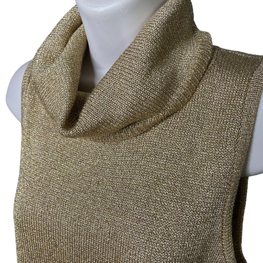 Vintage Vintage Womens Cowl Neck Sweater Gold Sparkle Turtleneck Sle Size XL / US 12-14 / IT 48-50 - 3 Thumbnail