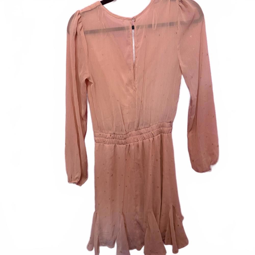 Designer Chic Blush Pink Long Sleeve Dress with Glitter Accents Size S / US 4 / IT 40 - 2 Thumbnail