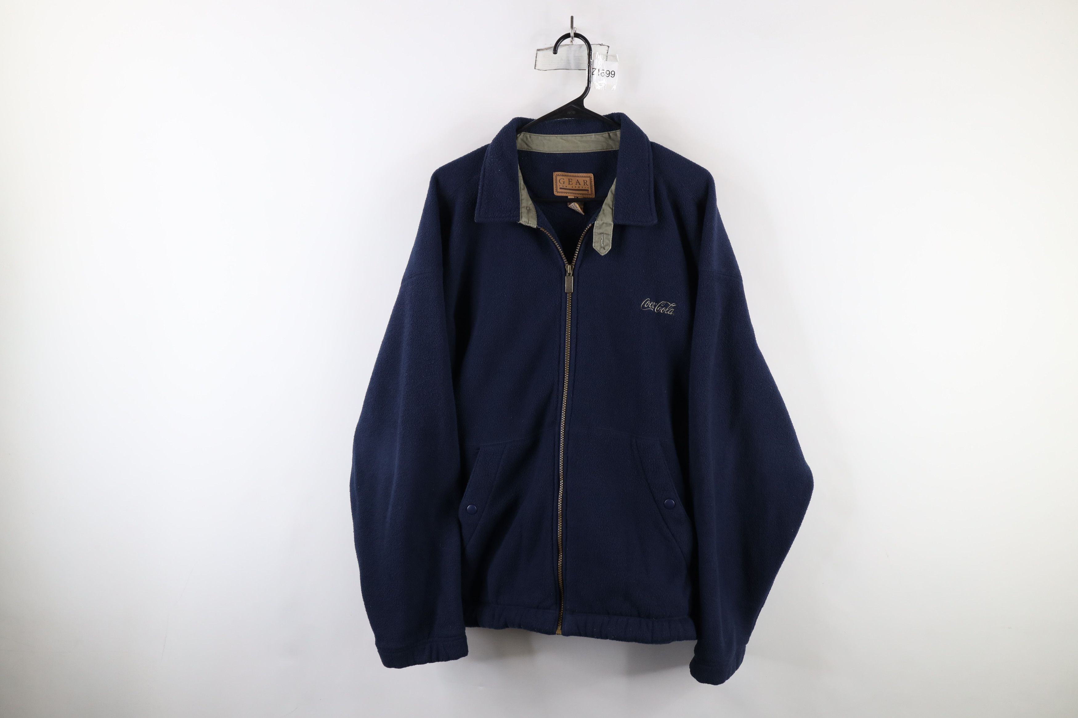 Vintage Vintage 90s Coca Cola Script Fleece Bomber Jacket Blue Size US XL / EU 56 / 4 - 1 Thumbnail