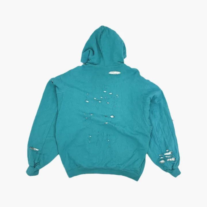 Balenciaga Balenciaga Balenciaga Distressed Logo Hoodie in Sky Blue - Size US XXS / EU 40 - 1 Thumbnail
