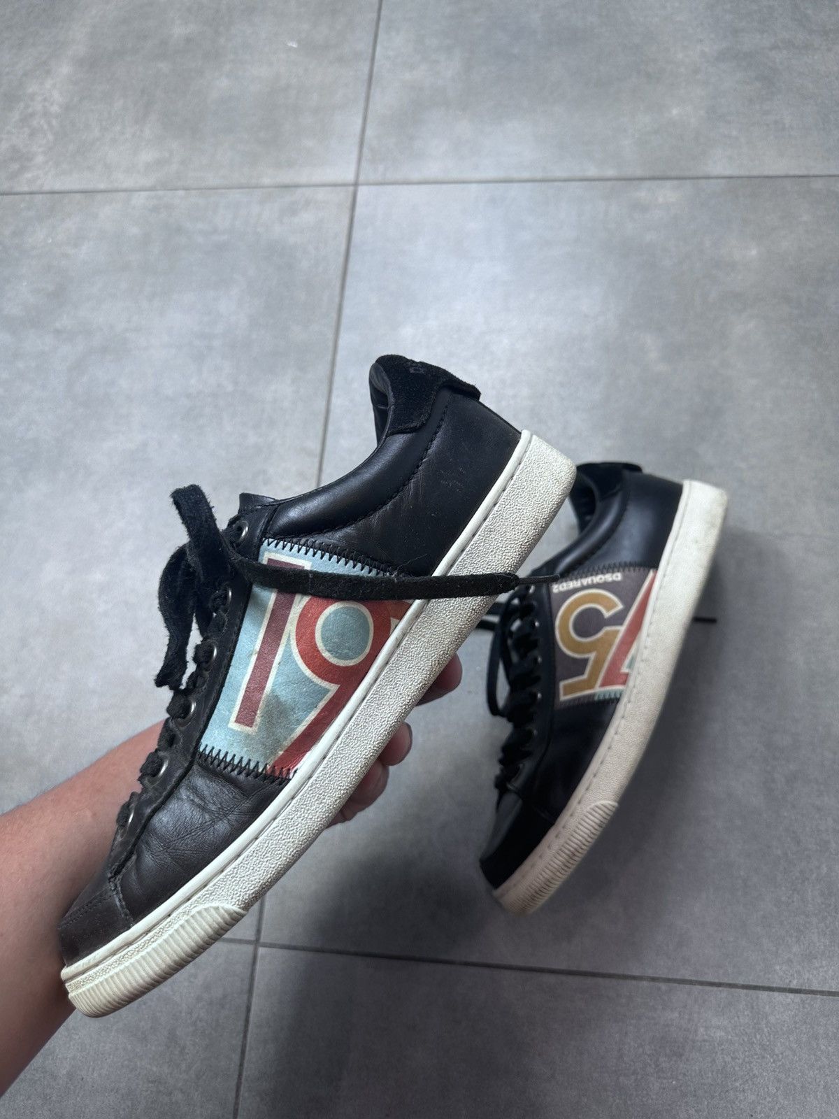 Dsquared2 Dsquared2 Black Men’s Leather Sneakers Size EUR 40,5 Size US 8.5 / EU 41-42 - 5 Thumbnail