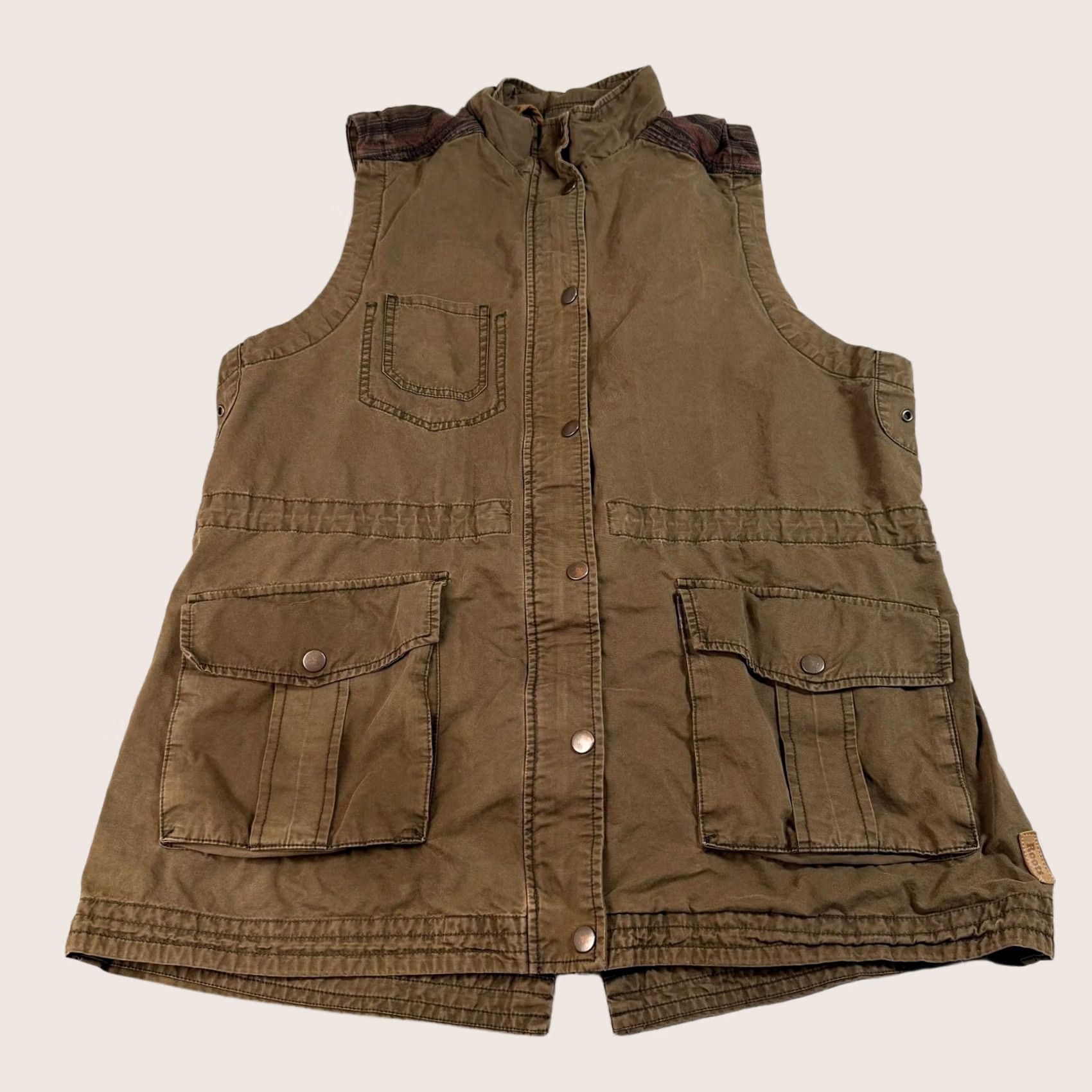 Roots Roots Vest Mens XL Brown Canvas Field Utility Hunting Outdoor Hiking Safari Camp Vest Size US XL / EU 56 / 4 - 1 Thumbnail