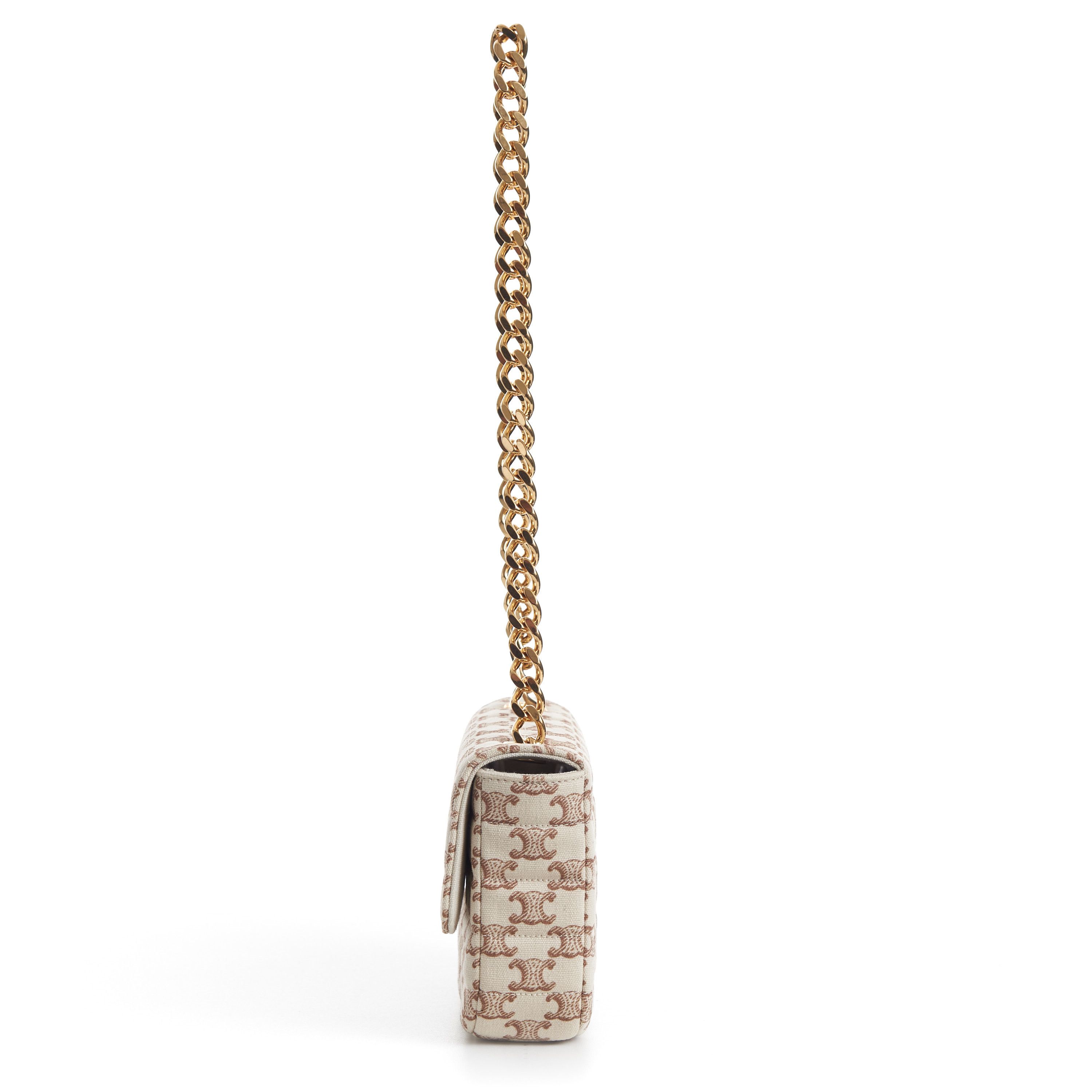 Celine Chain Shoulder Bag - Matelasse - Triomphe Canvas Print White Size ONE SIZE - 3 Thumbnail