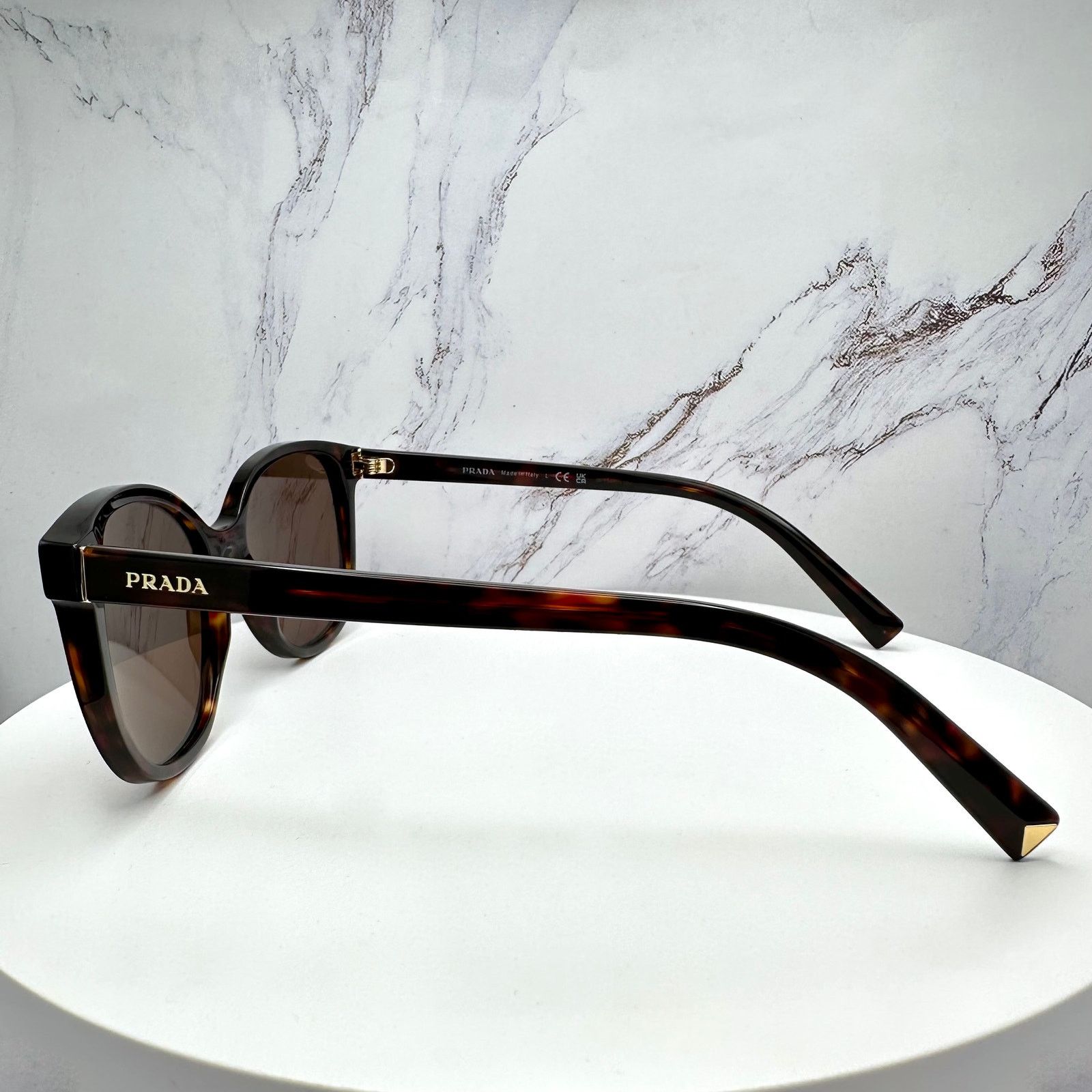 Prada New PRADA Sunglasses Brown Square Gold Logo Tortoise Size ONE SIZE - 3 Thumbnail