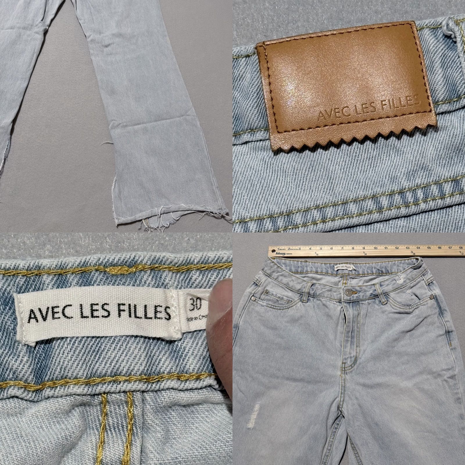 AVEC LES FILLES Avec Les Filles Jeans Womens Light Blue Denim Split Ankle Distressed Frayed - 30 Size 24" / US 00 / IT 34 - 8 Thumbnail