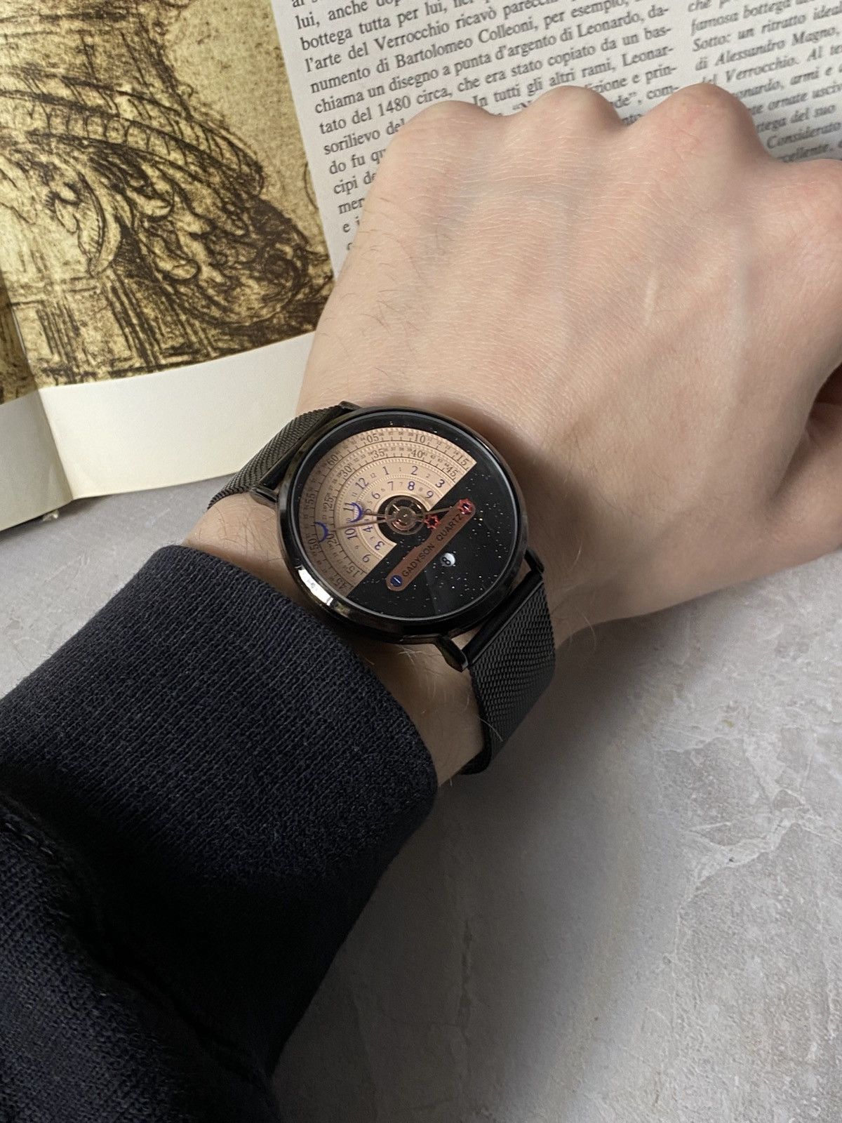 Japanese Brand Gadyson Celestial Starry Sky Watch Minimalist Black Mesh Size ONE SIZE - 8 Thumbnail