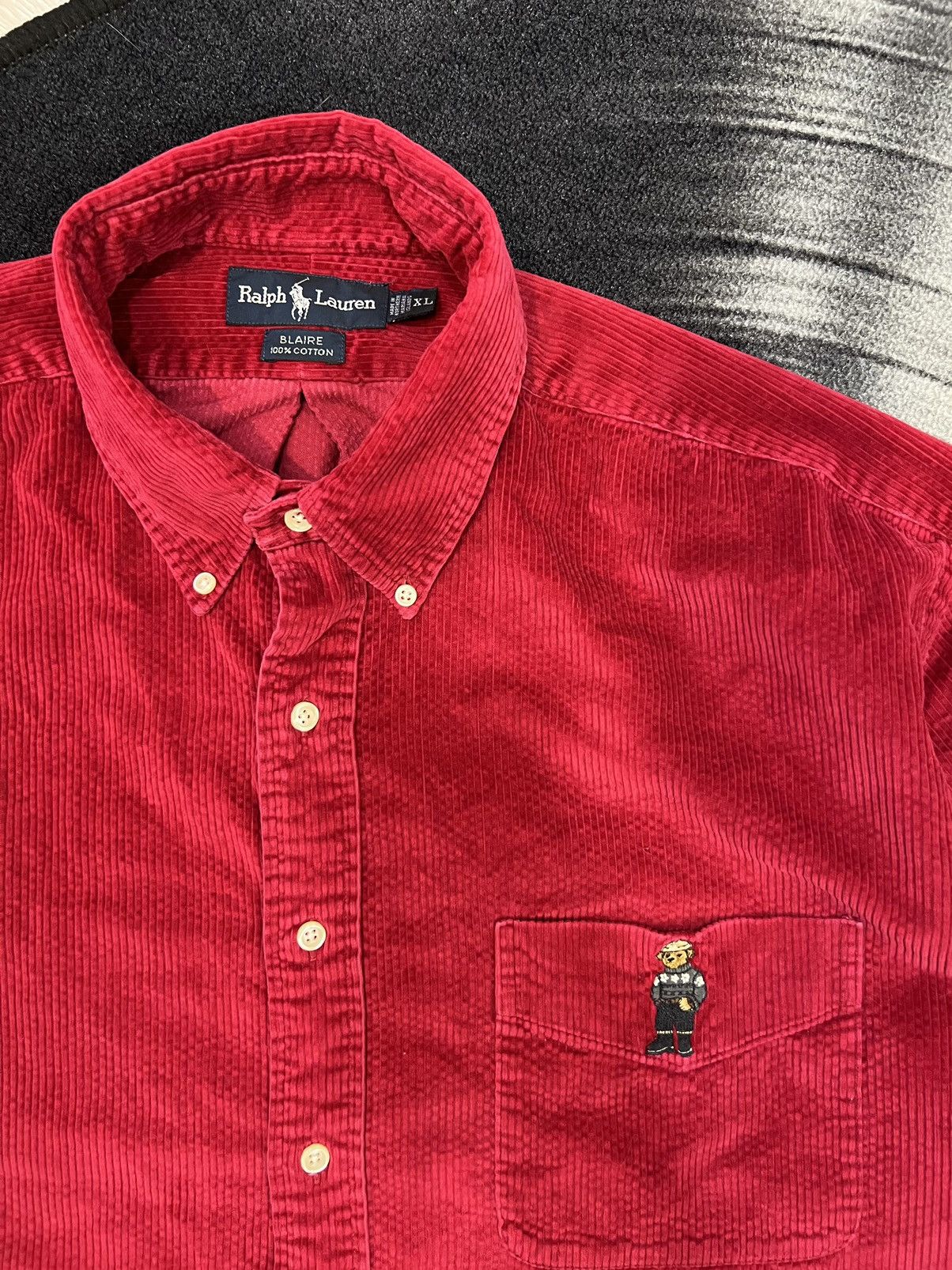 Polo Ralph Lauren Vintage Ralph Lauren Polo Bear Red Corduroy Shirt XL Size US XL / EU 56 / 4 - 4 Thumbnail