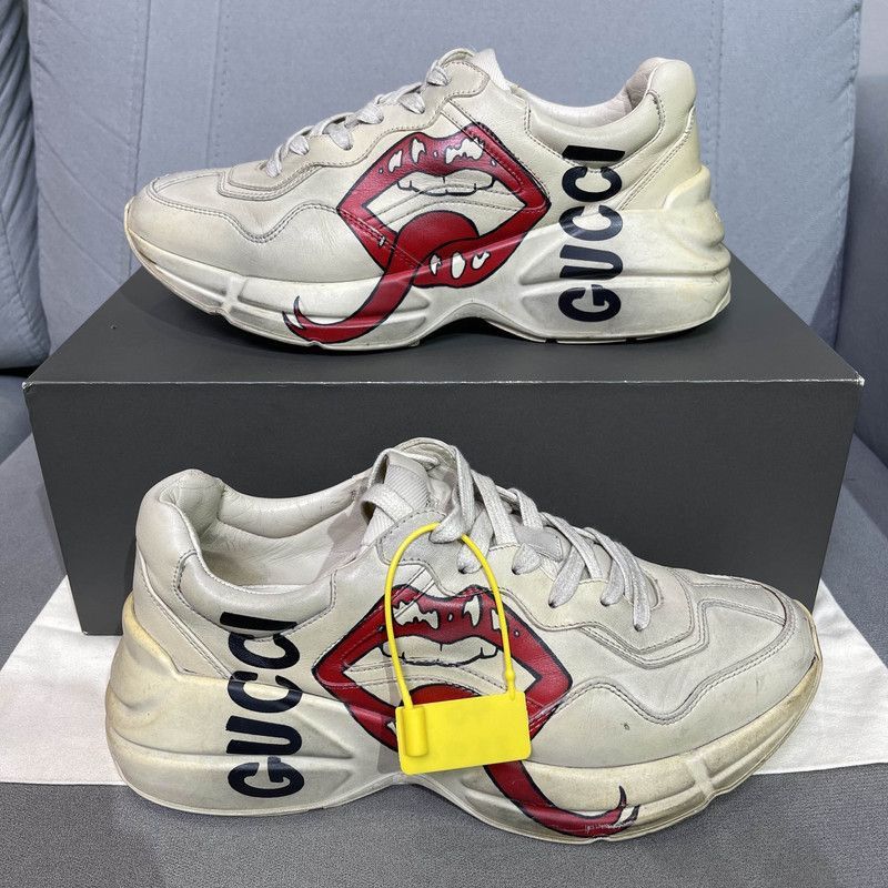 Gucci Gucci Rhyton Leather Lip Print Sneakers - Size US 7.5 / EU 40-41 - 6 Thumbnail