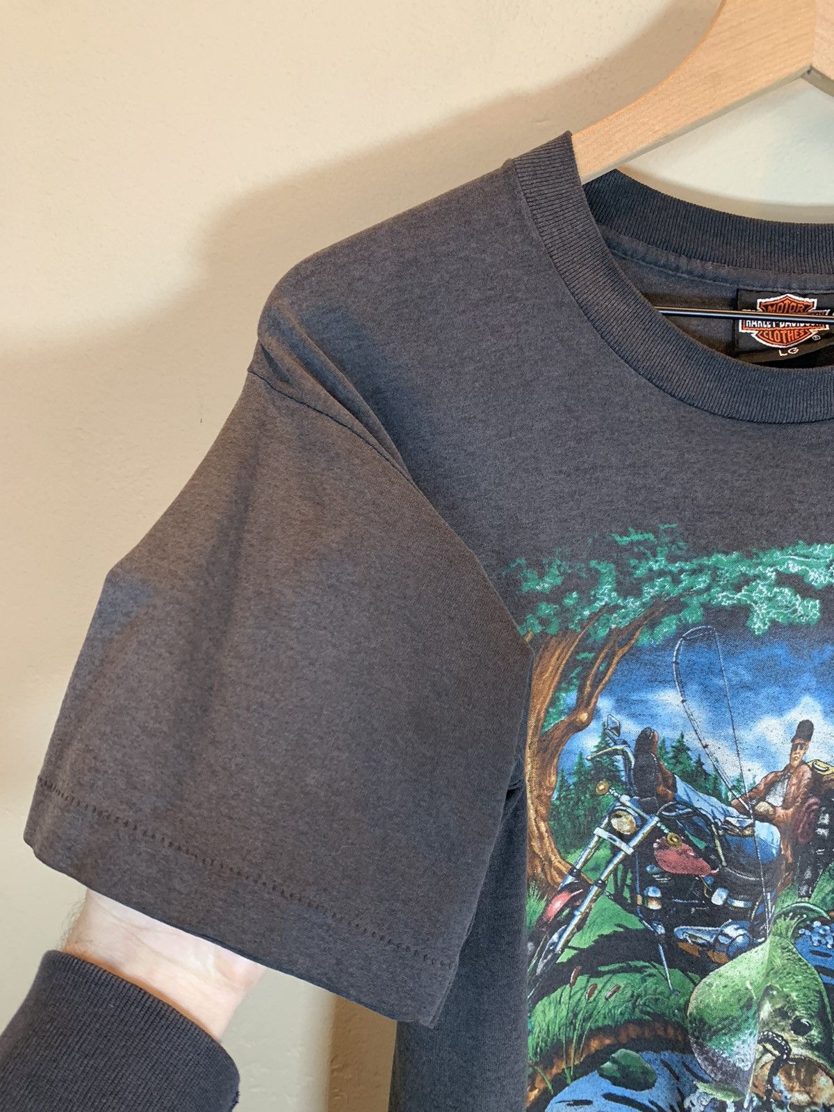 Harley Davidson × Vintage *RARE* Vintage 1991 Harley Davidson Fishing Biker T-Shirt L Size US L / EU 52-54 / 3 - 3 Thumbnail