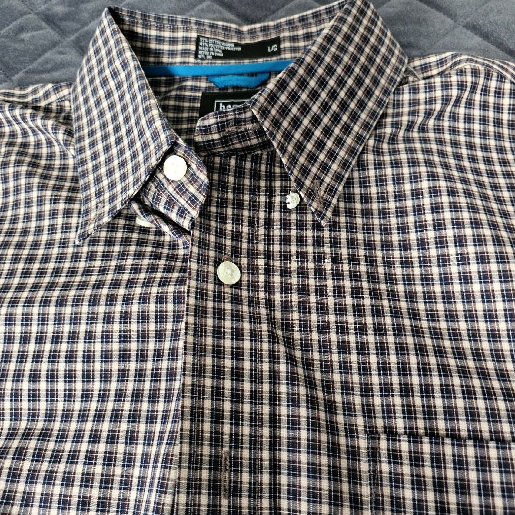 Haggar Haggar Button-Down Shirt Mens Size L Brown Check Long Sleeve Casual Pocket Shirt Size US L / EU 52-54 / 3 - 3 Thumbnail