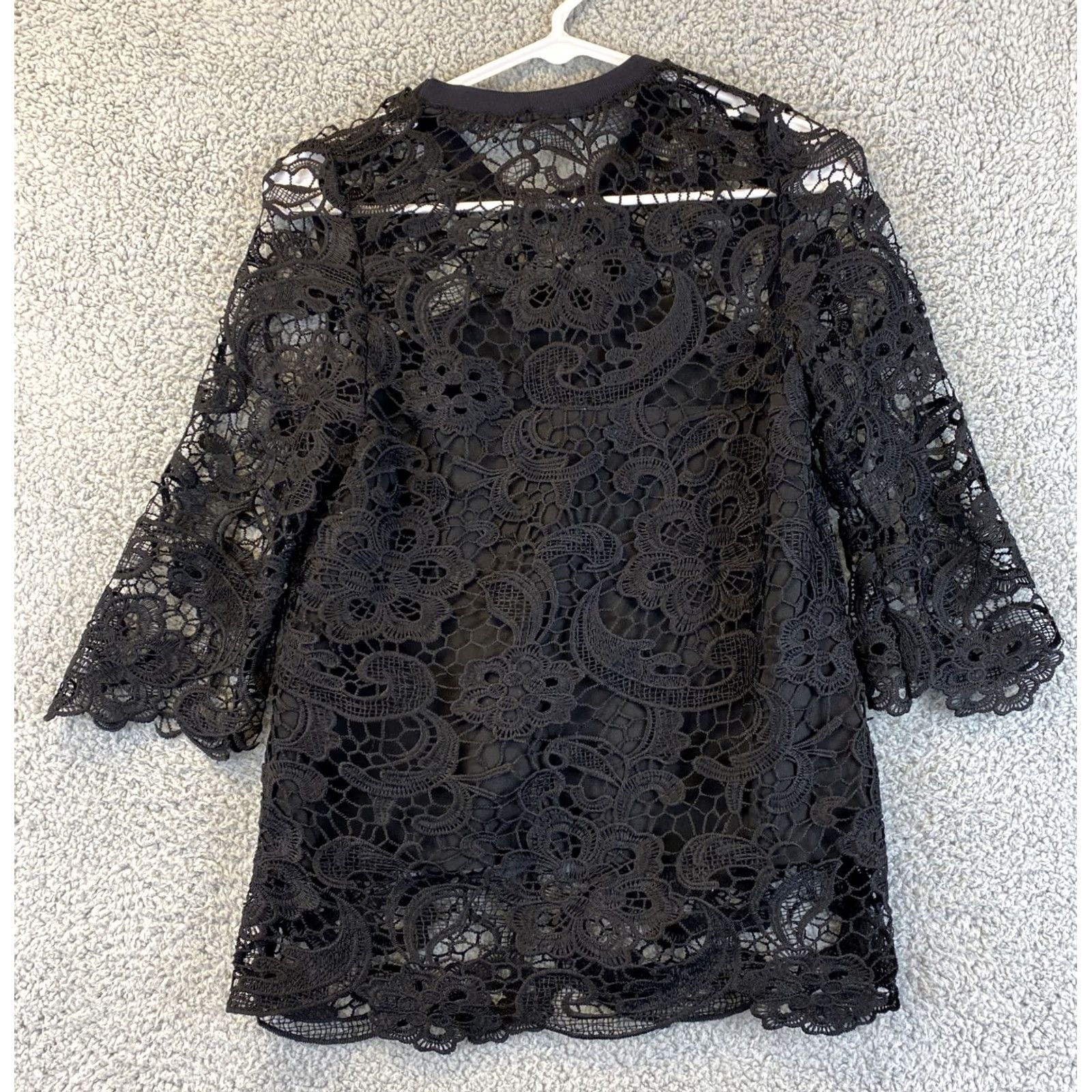 Zara Zara Blouse Shirt Womens S Black Lace Short Sleeve V-Neck Breathable Casual Bohemian Festival Spring Summer Regular Kirk Size S / US 4 / IT 40 - 8 Thumbnail