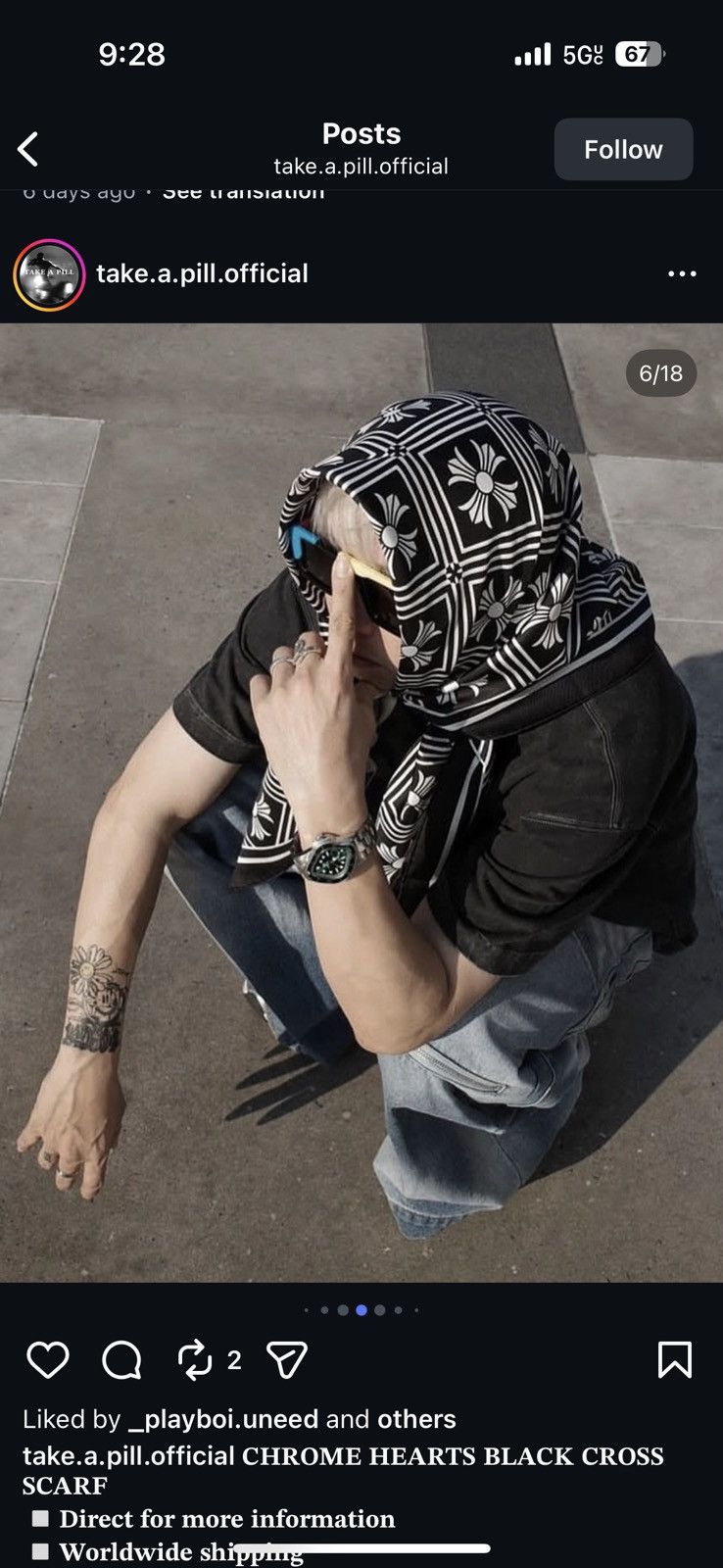Chrome Hearts Chrome hearts Math Plus Scarf Size ONE SIZE - 5 Thumbnail