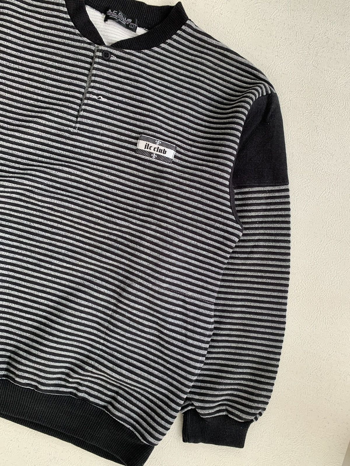 Le Grande Bleu (L.G.B.) Y2K JLC CLUB STRIPE JAPANESE SWEATSHIRT IFSIX LGB STYLE Size US L / EU 52-54 / 3 - 8 Thumbnail