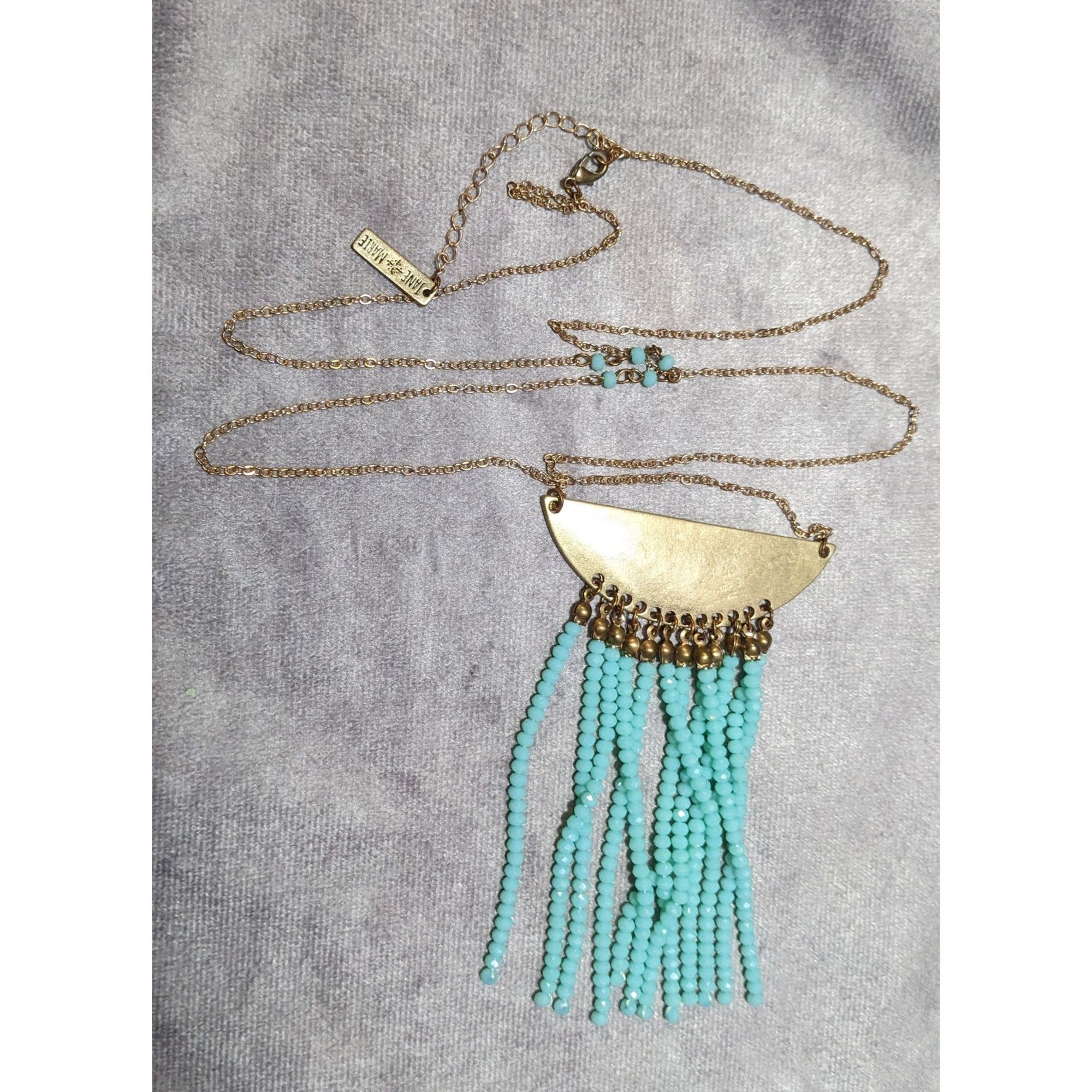 Other Jane Marie Gold Tone Blue Glass Pendant Fringe Necklace Size ONE SIZE - 11 Thumbnail