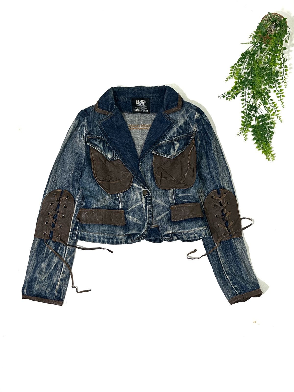 If Six Was Nine RARE❤️‍🔥Vintage Glad News y2k denim Jacket Size S / US 4 / IT 40 - 1 Thumbnail