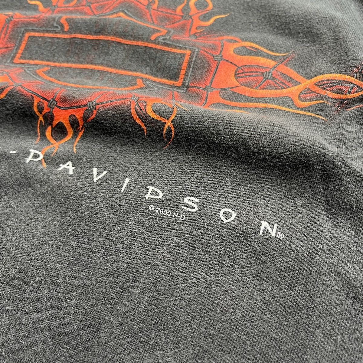Harley Davidson × Vintage Harley Davidson 2000 washed flame fire vintage tshirt Size US M / EU 48-50 / 2 - 6 Thumbnail