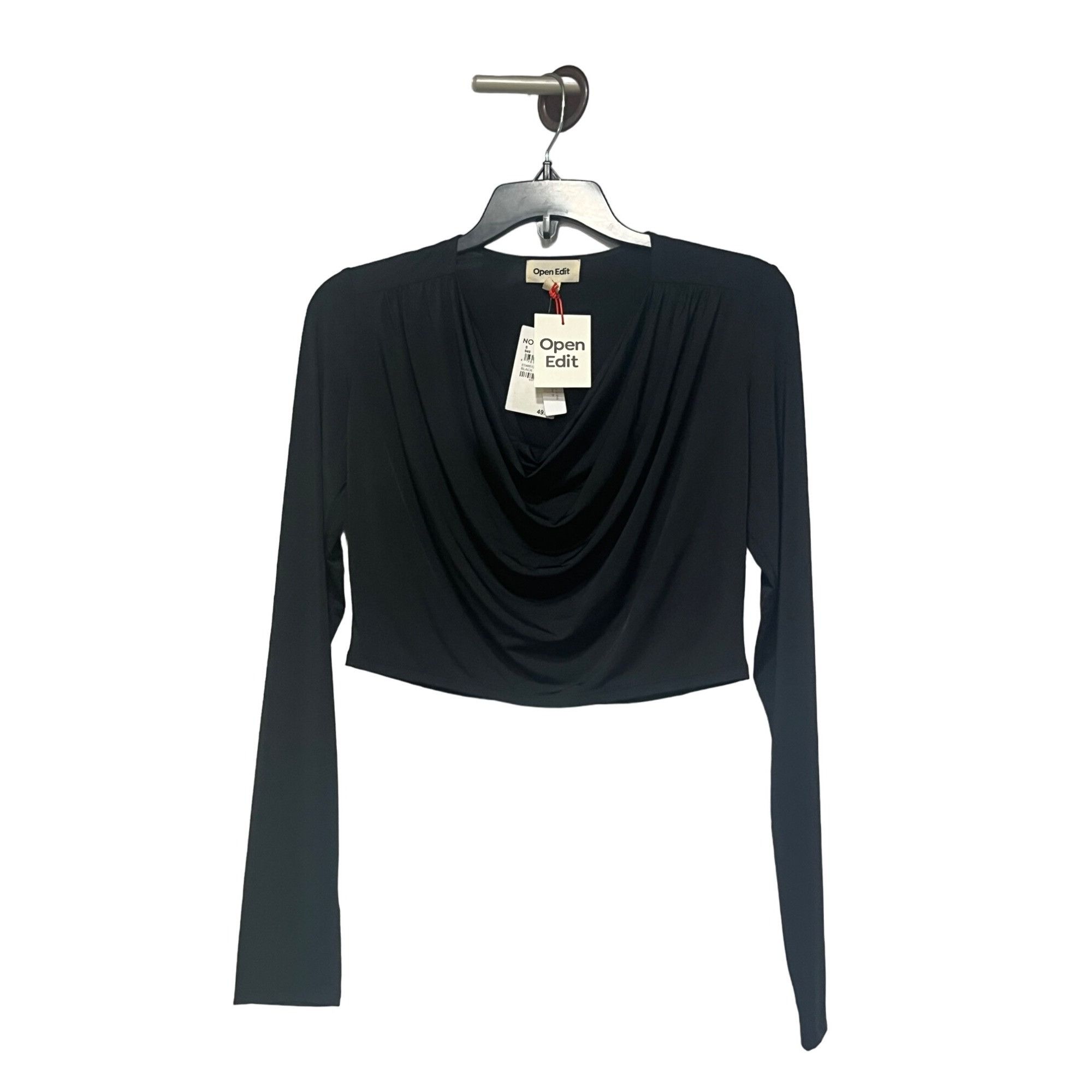 Other Open Edit Cowl Neck Long Sleeve Crop Top, Black, S Size S / US 4 / IT 40 - 10 Thumbnail