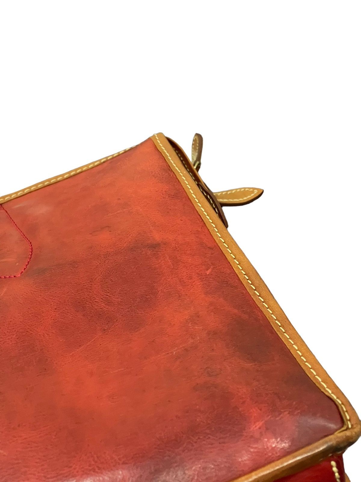 Japanese Brand Full Leather Patina Red Deux Moncx Artisan Made Hand Bag 4🟩 Size ONE SIZE - 8 Thumbnail