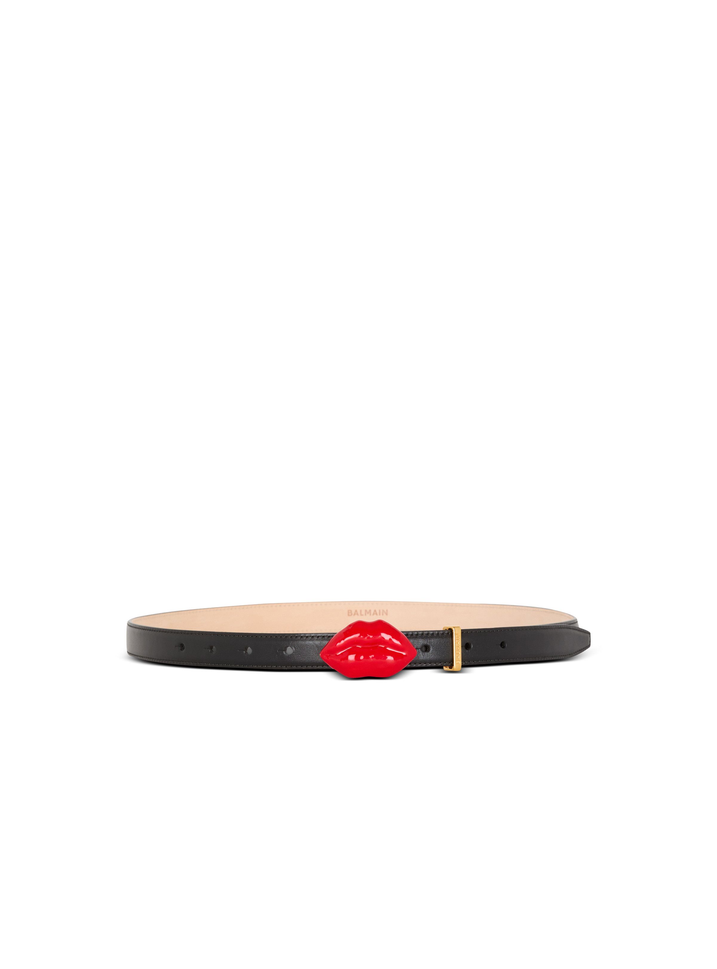 Balmain o1s1wg111025 Size: OS/Calfskin Kiss Belt in Black Size ONE SIZE - 1 Thumbnail