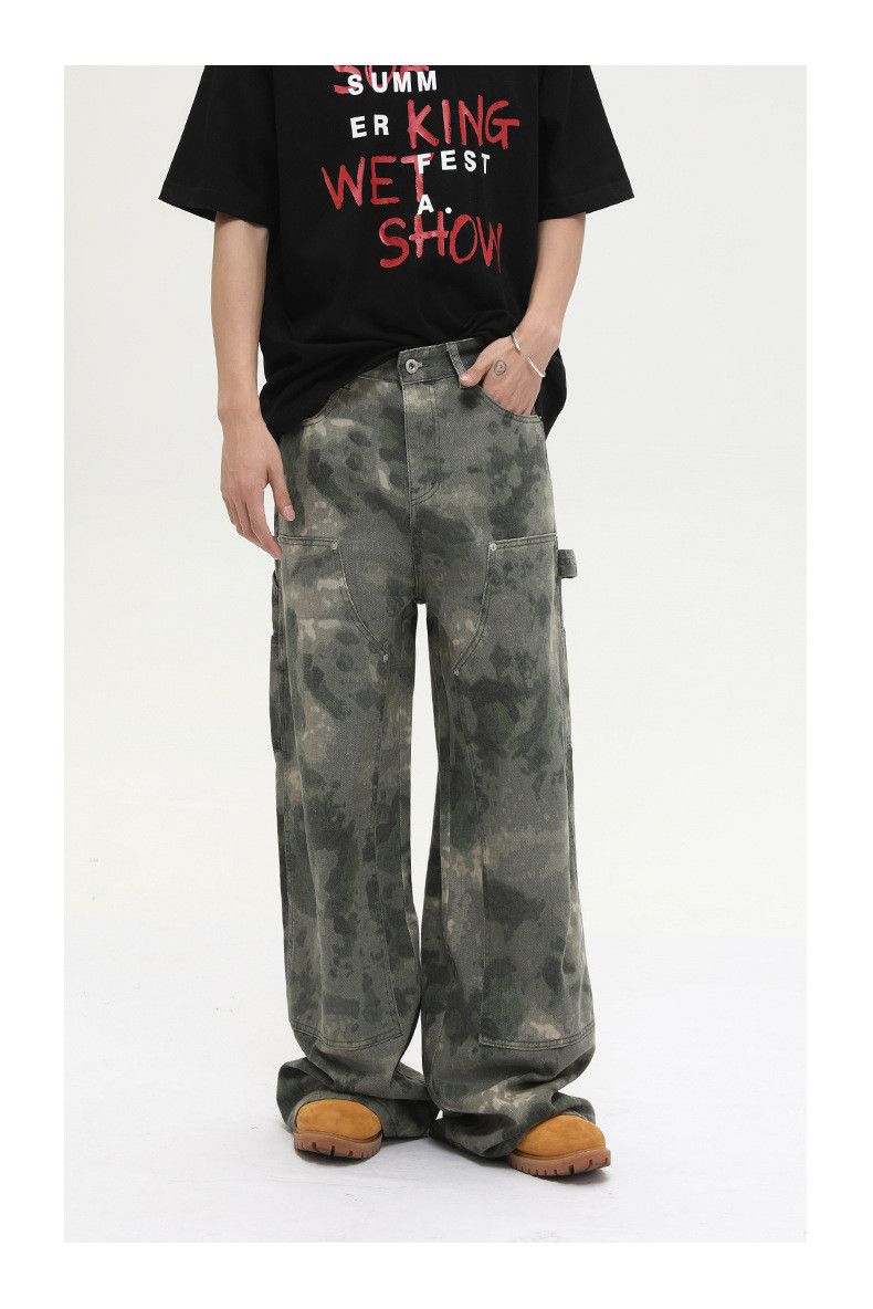 Japanese Brand Camouflage distressed patchwork workwear straight leg jeans Size US 32 / EU 48 - 2 Thumbnail