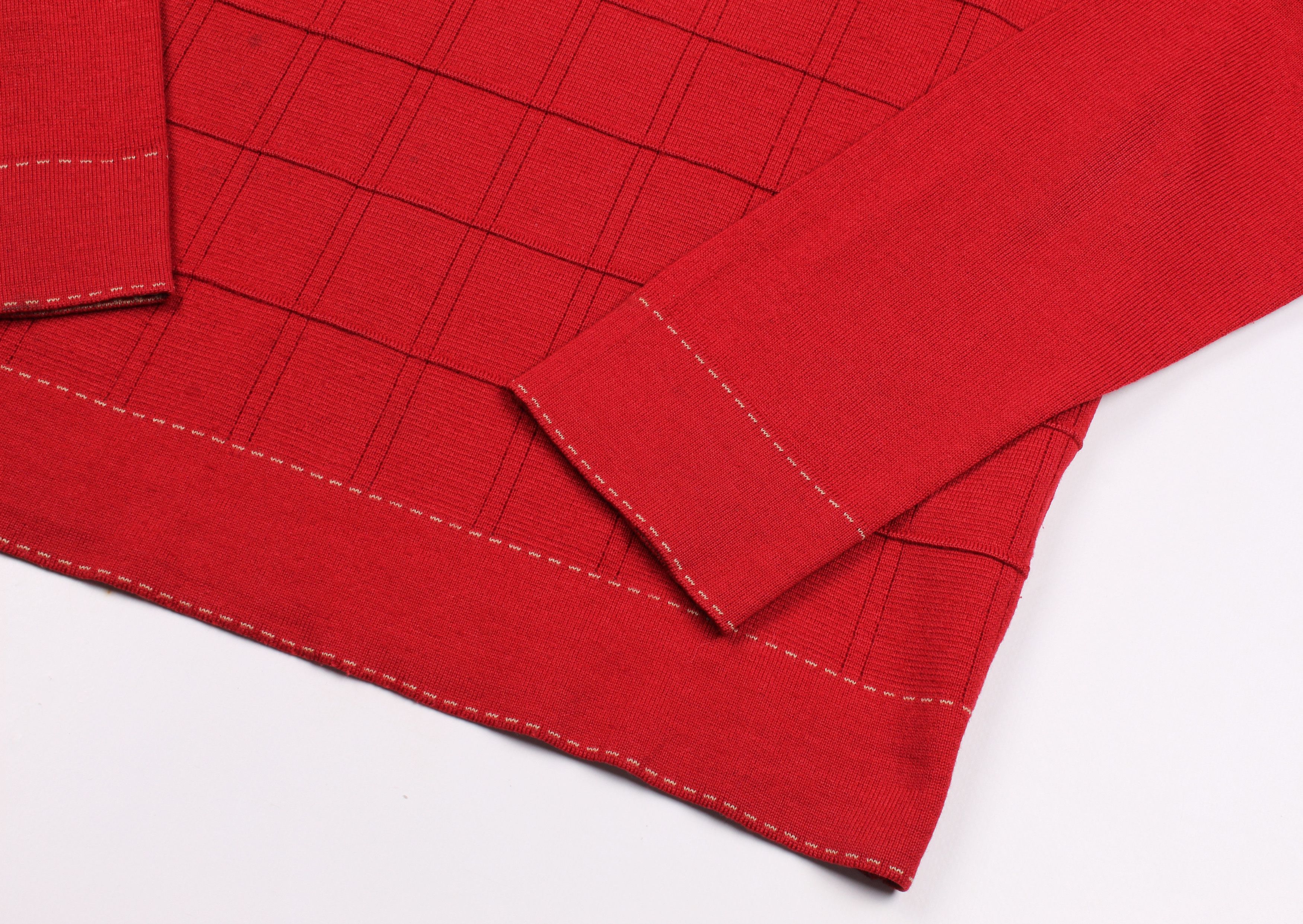 Dolce & Gabbana × Vintage Vintage Dolce & Gabbana Red Wool Collared Sweater Size US M / EU 48-50 / 2 - 3 Thumbnail