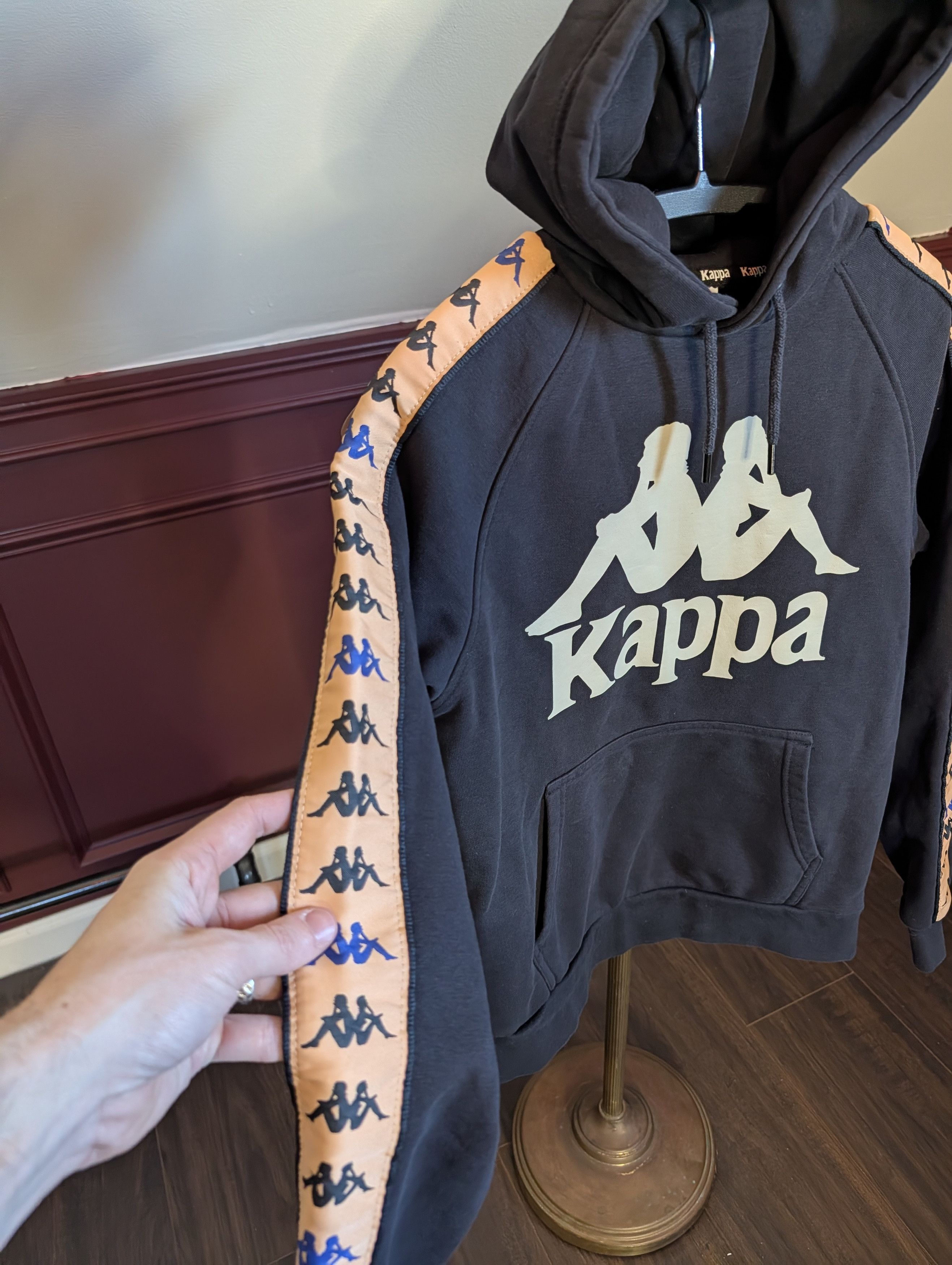 Kappa Iconic logo print track stripe sleeve pullover hoodie black Size US S / EU 44-46 / 1 - 5 Thumbnail