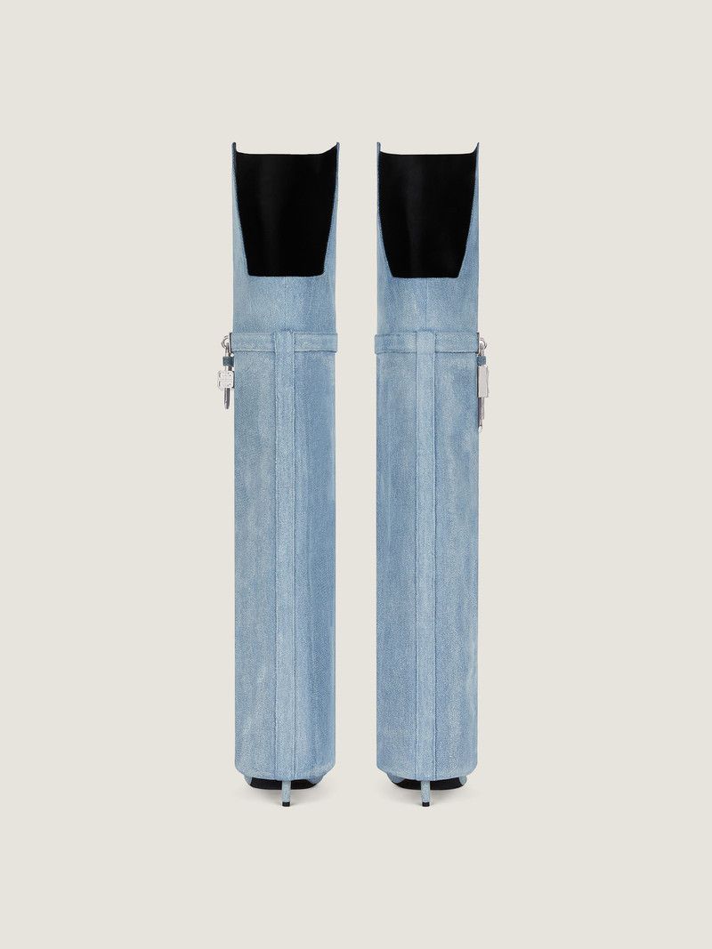 Givenchy o1w1db10326 Shark Lock Stiletto OTK Boots in Blue Size US 6.5 / IT 36.5 - 5 Thumbnail