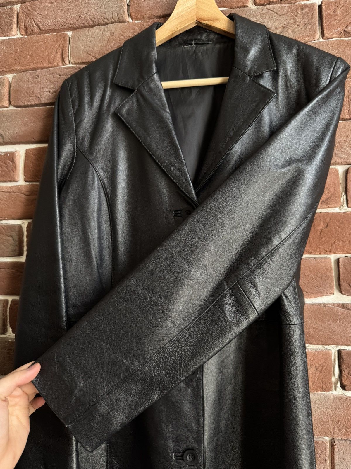 Vintage Rare Vintage Genuine Leather Long Coat Jacket Avant Garde Size L / US 10 / IT 46 - 7 Thumbnail