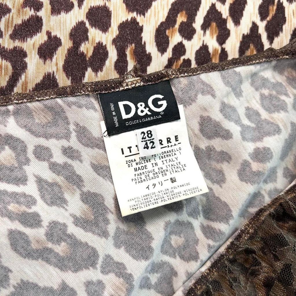 Dolce & Gabbana y2k D&G one shoulder leopard print top, lace overlay Size S / US 4 / IT 40 - 3 Thumbnail