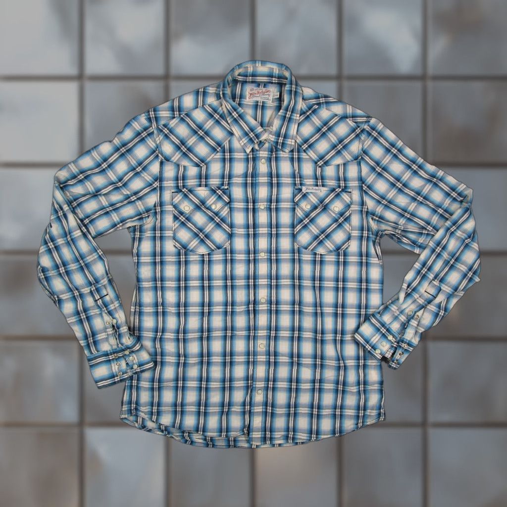 True Religion True Religion Shirt Mens 2XL Blue White Plaid Western Pearl Snap Long Sleeve Size US XXL / EU 58 / 5 - 1 Thumbnail