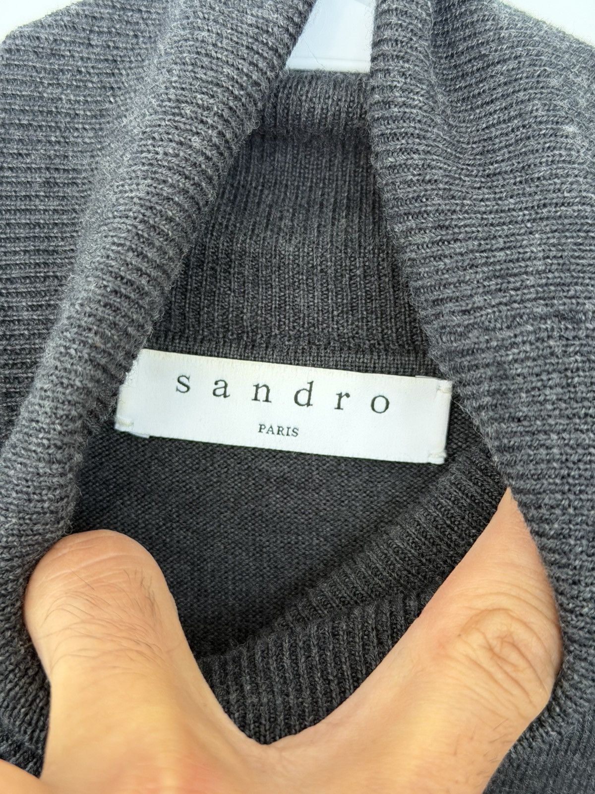 Sandro Sandro Grey Fine Knit Turtleneck Sweater Size US M / EU 48-50 / 2 - 3 Thumbnail