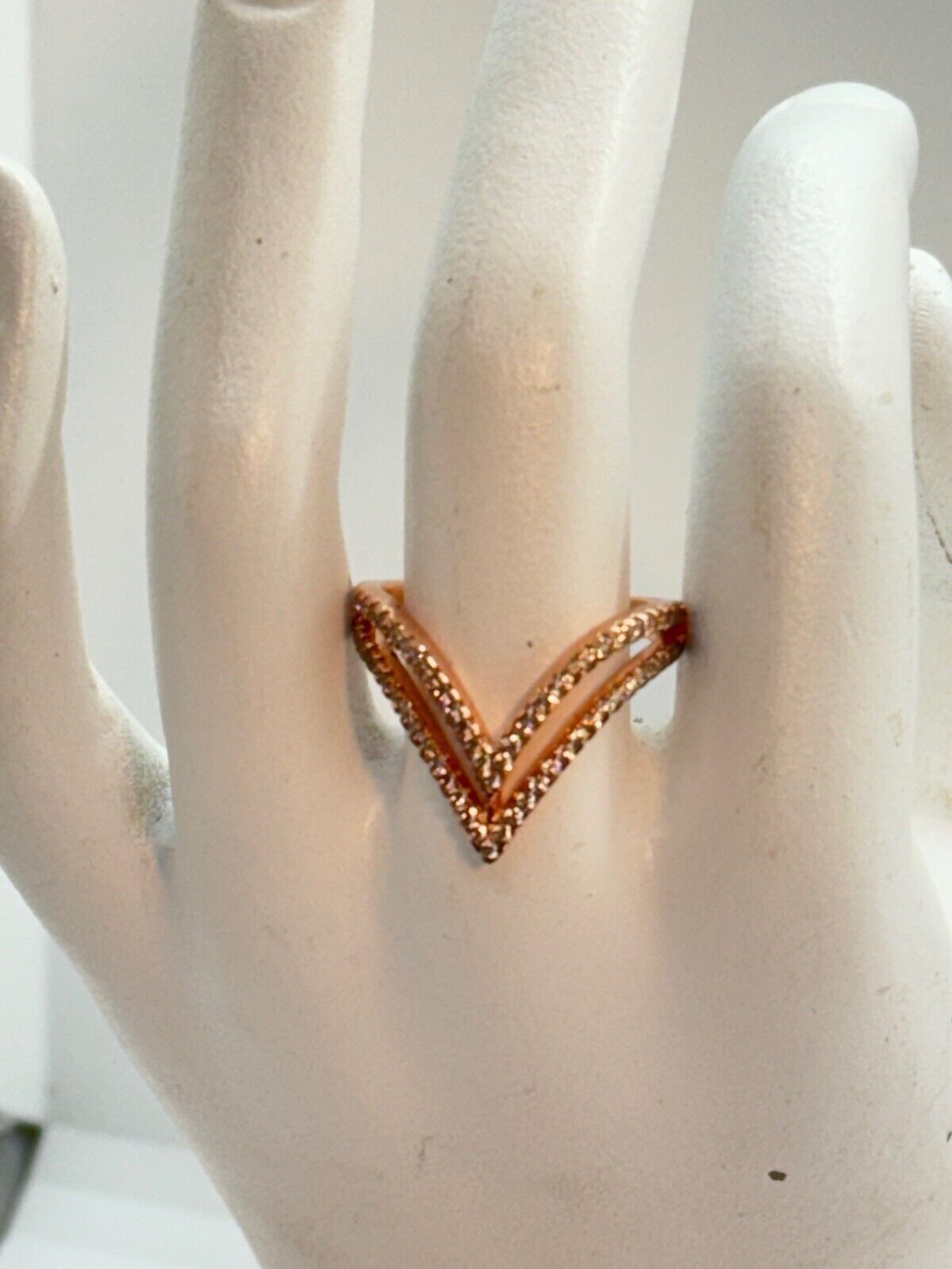 Other Designer JCM Brass CZ Modern Double Chevron Ring Sz 8 Size ONE SIZE - 2 Thumbnail