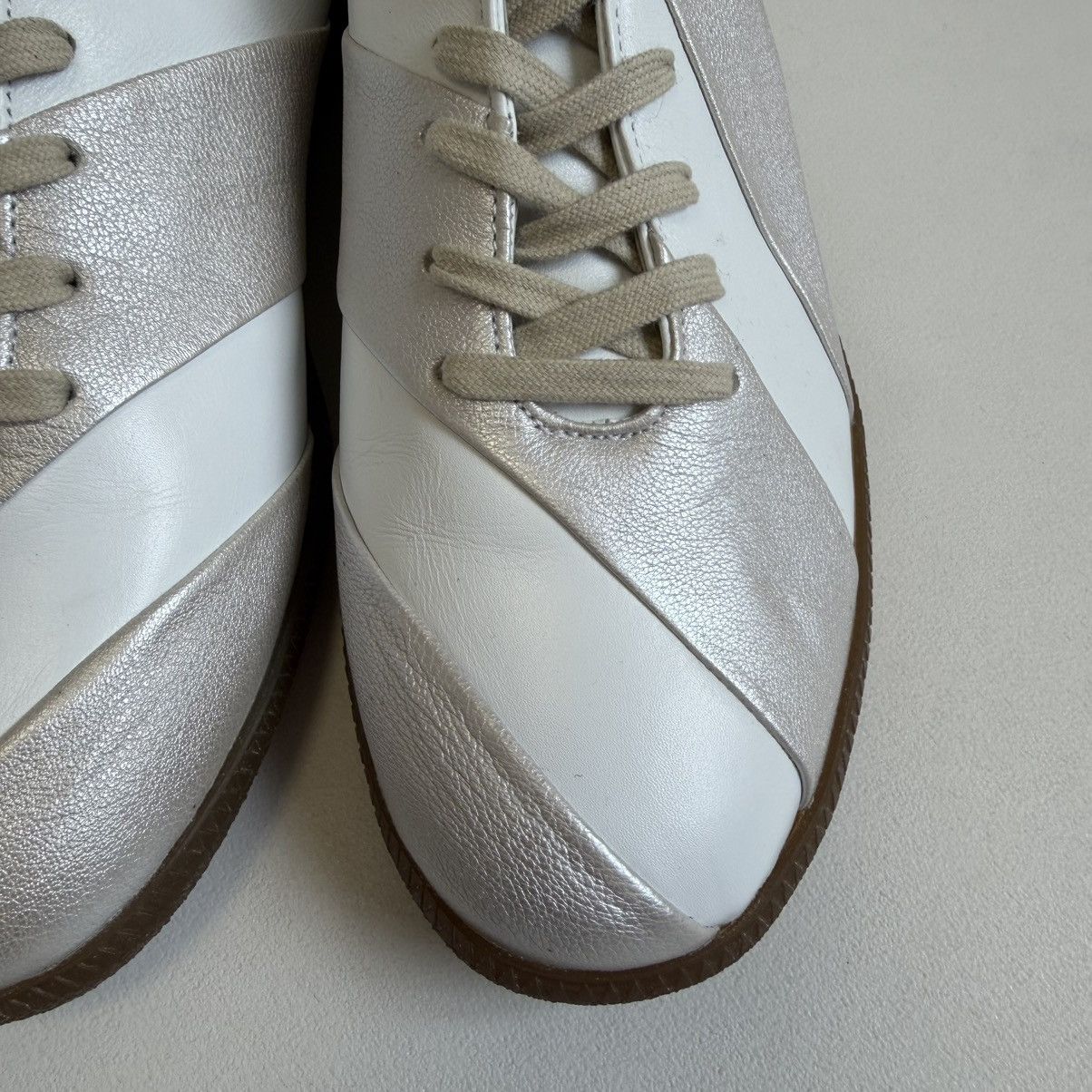 Maison Margiela S/S 10 Silver/White Striped GAT Sneakers Size US 9 / EU 42 - 11 Thumbnail