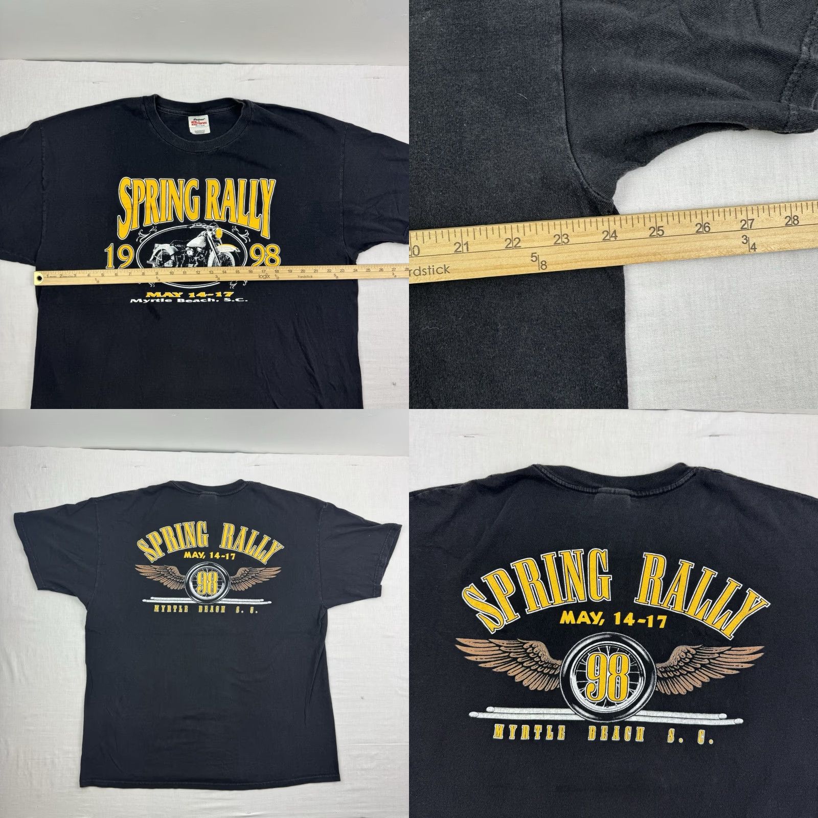 Hanes VINTAGE Hanes Motorcycle T-Shirt Adult XL Black 90s Biker Spring Myrtle Beach Size US XL / EU 56 / 4 - 8 Thumbnail