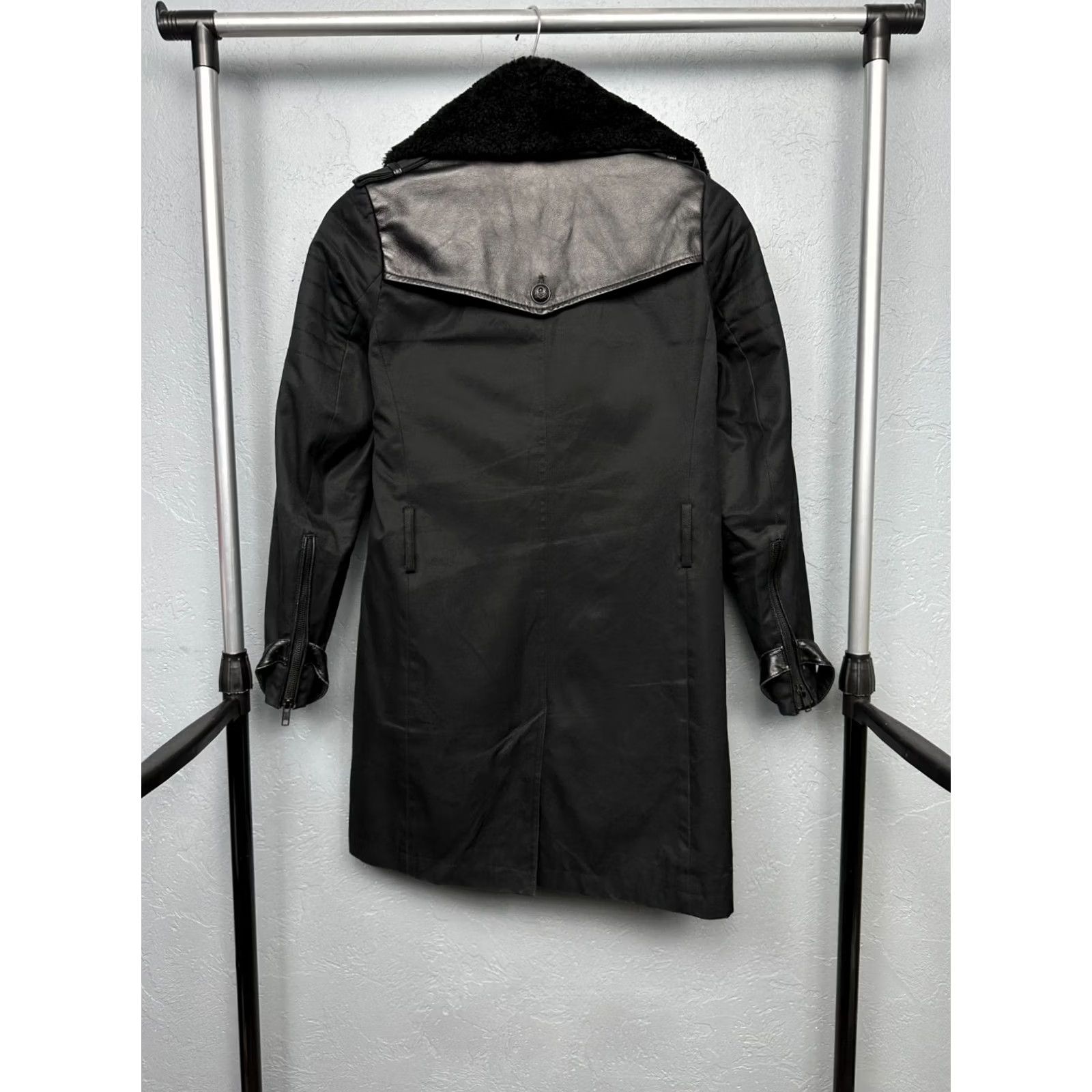 The Kooples The Kooples Coat Womens Fur Collar XS Jacket Leather Lamb Black Overcoat Womens XS Size XS / US 0-2 / IT 36-38 - 7 Thumbnail