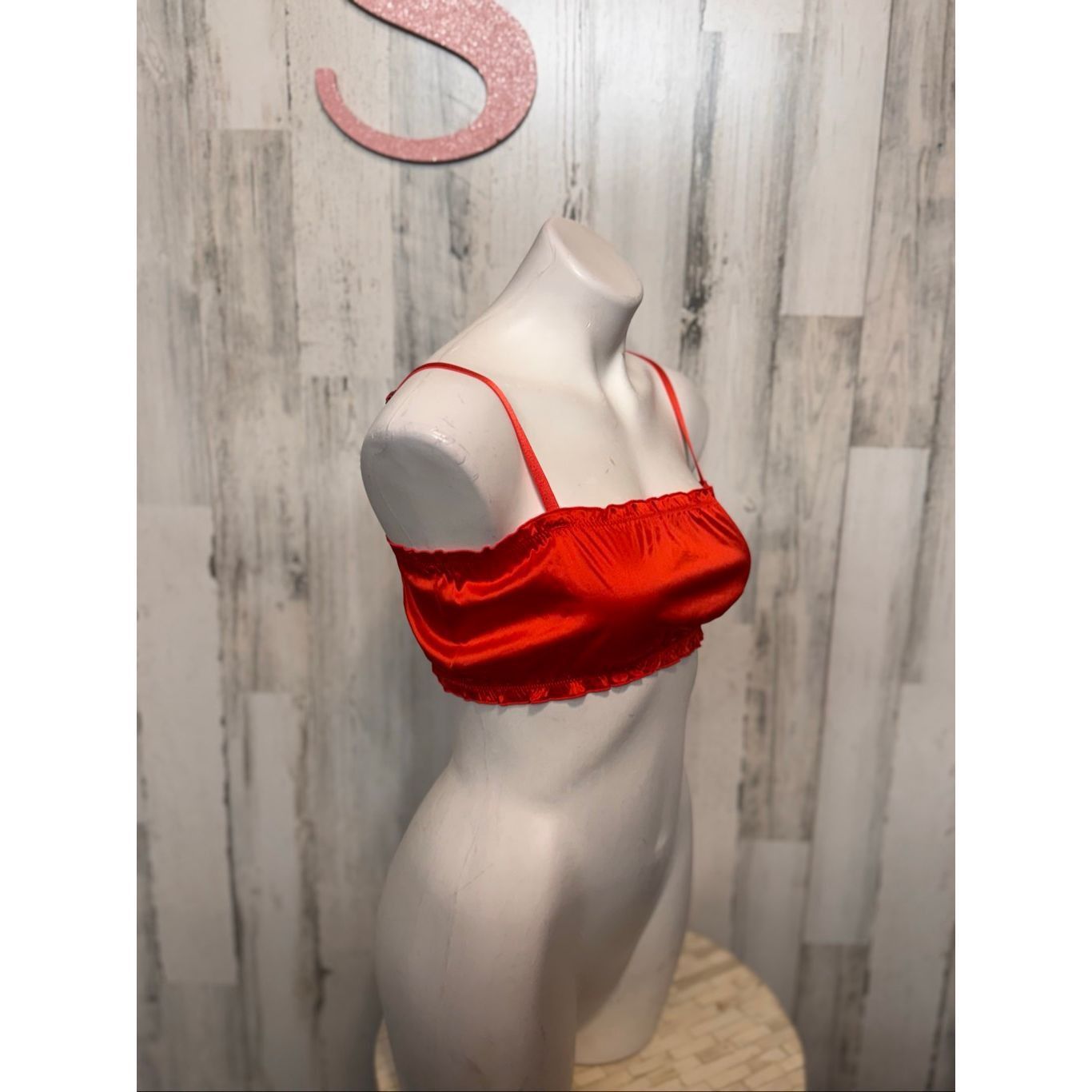 Other BP. Red Satin Crop Top Small | Adjustable Spaghetti Strap Cami Bralette Size S / US 4 / IT 40 - 3 Thumbnail