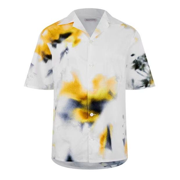 image of Alexander Mcqueen O1G2R1Mq0324 Shirt In White & Yellow in White/Yellow, Men's (Size 2XL)