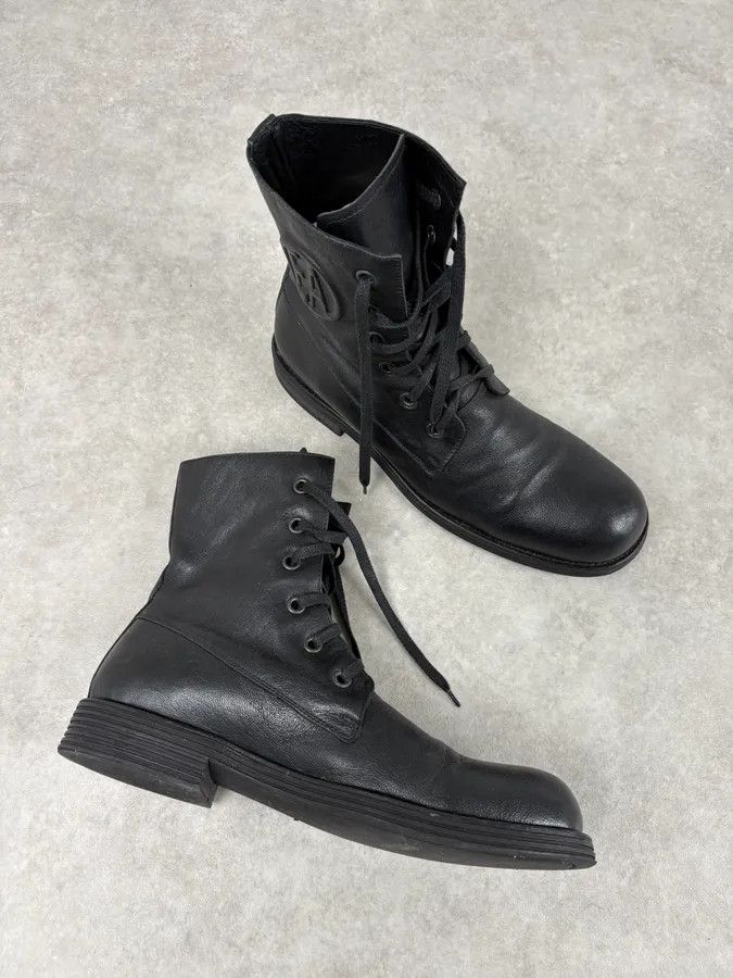 AW2003 Emporio Armani Black Classy Combat Leather Boots