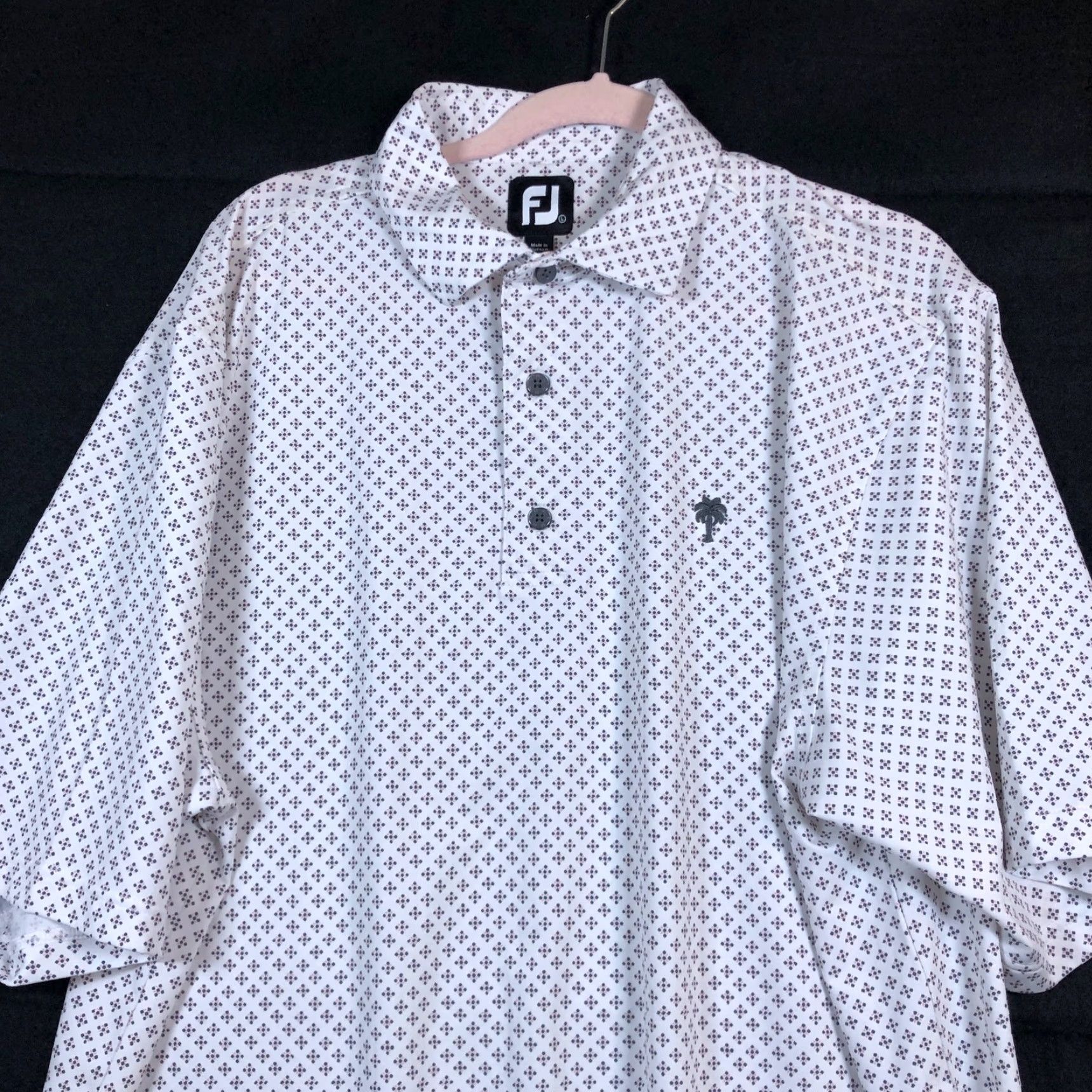 Footjoy FootJoy Mens Polo Shirt White Gray Pink Golf Quick Dry Stretch Large Size L Regular Short Sleeve Button Down Collar Mens Clothing Sports Polo Size US L / EU 52-54 / 3 - 2 Thumbnail