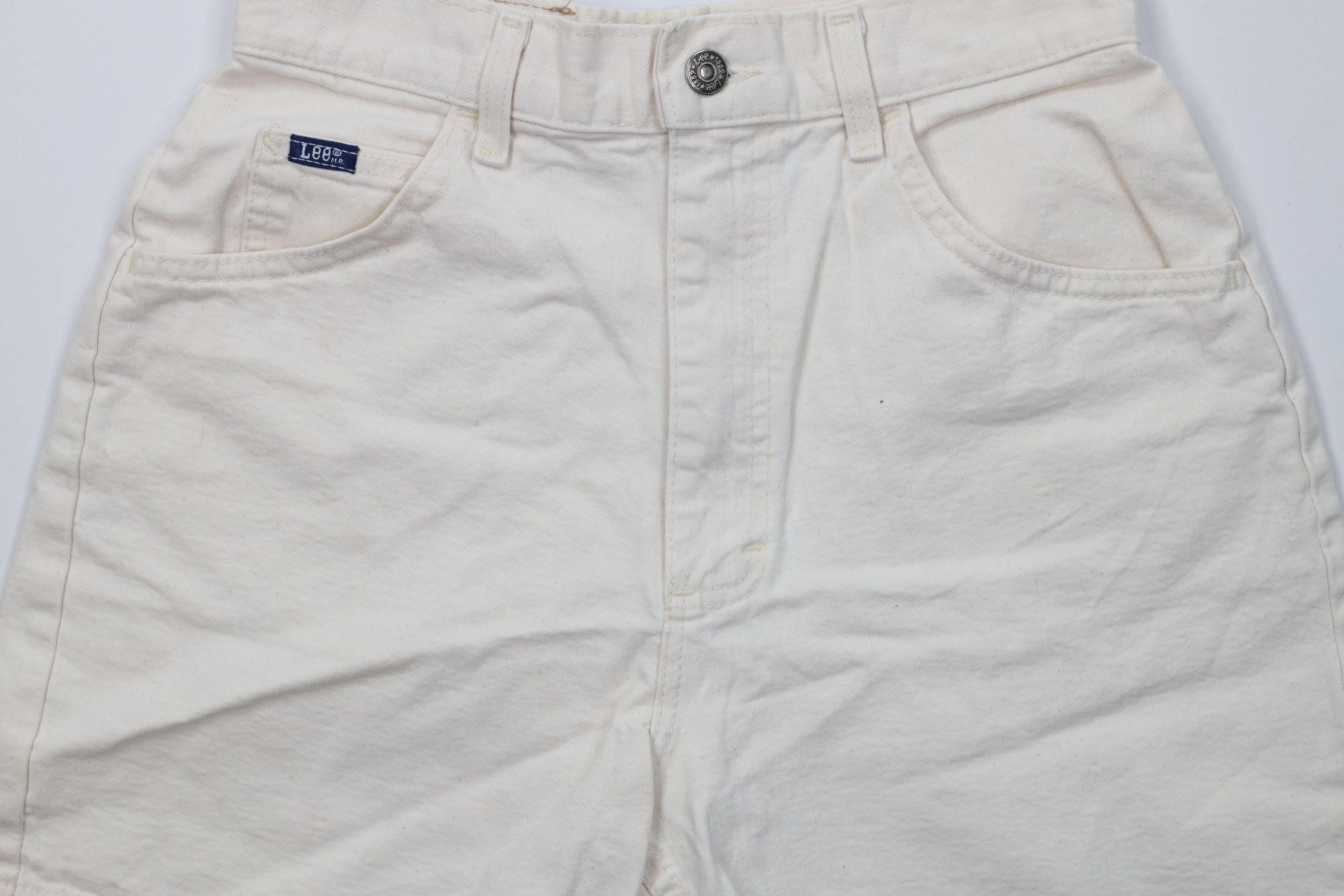 Lee Vintage 90s Lee Fit Denim Jean Shorts Jorts Cream Cotton USA Size 32" / US 10 / IT 46 - 3 Thumbnail